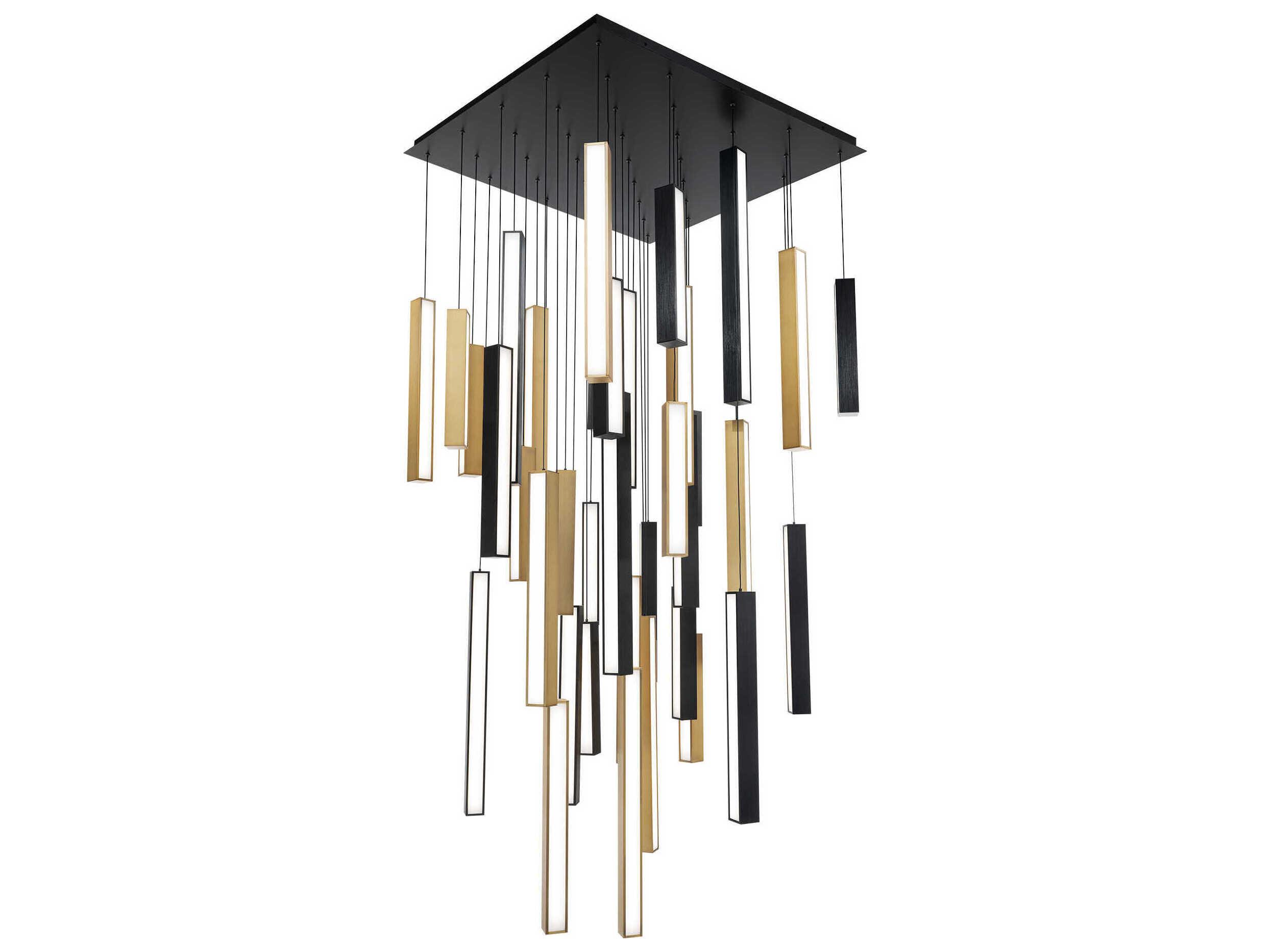 Modern Forms Chaos 41-Light Black Aged Brass Geometric Linear Pendant