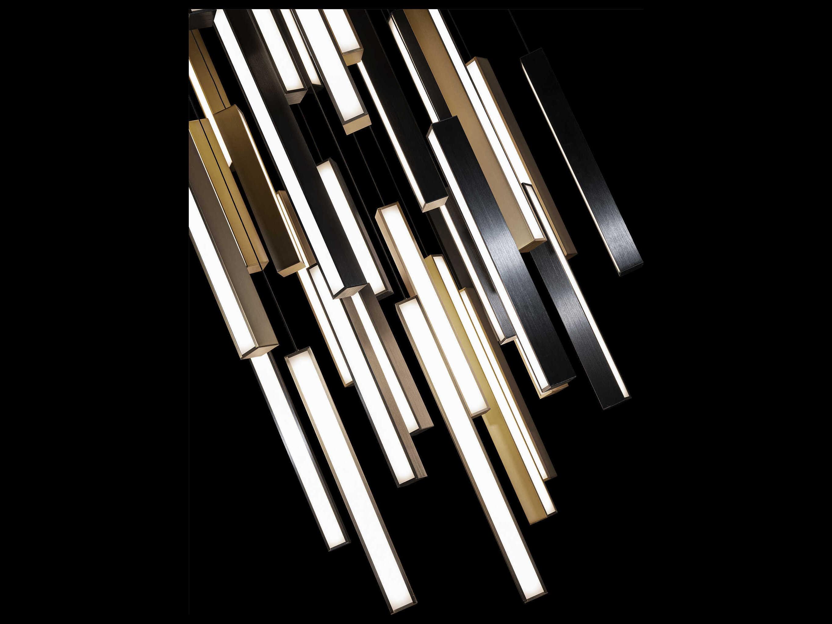Modern Forms Chaos 41-Light Black Aged Brass Geometric Linear Pendant
