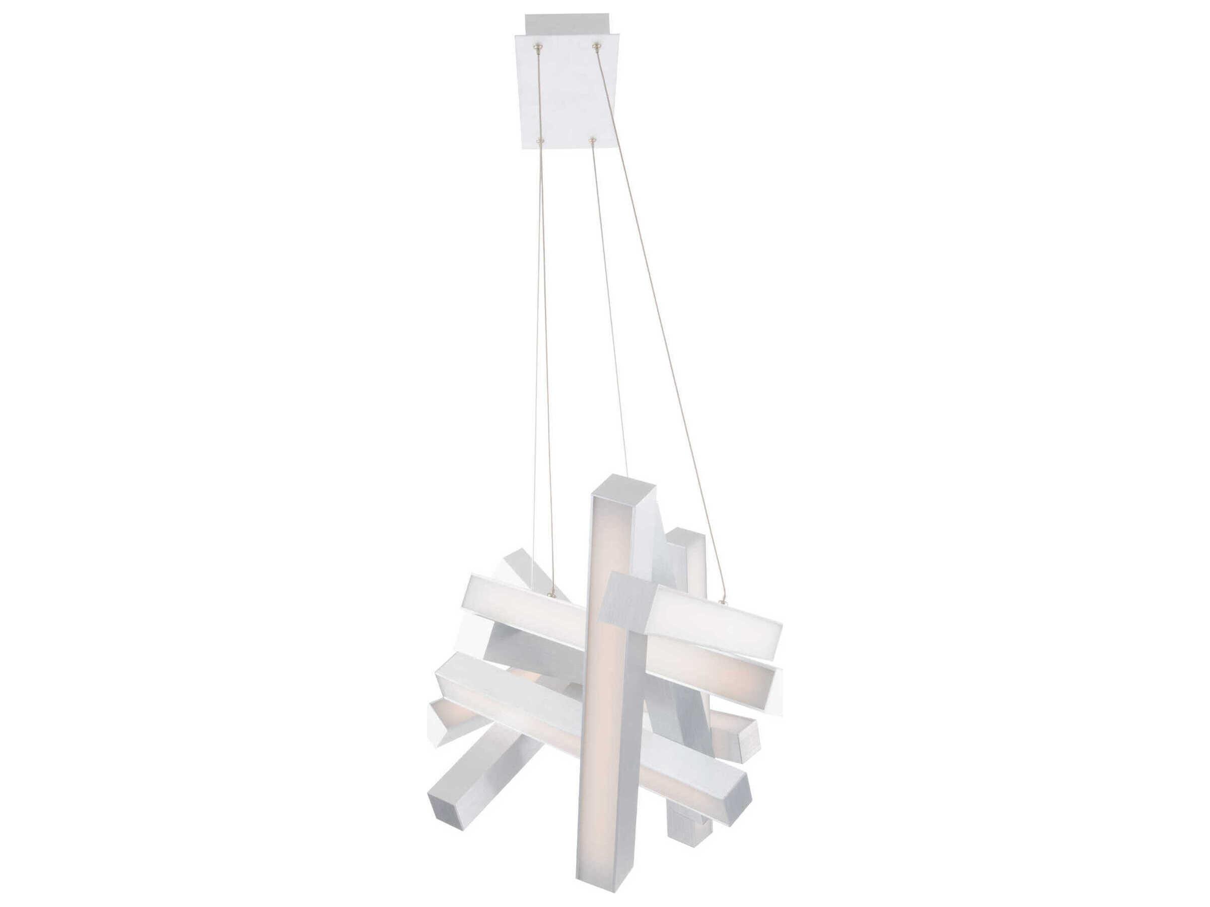 Modern Forms Chaos 11-Light Brushed Aluminum Silver LED Linear Island Pendant