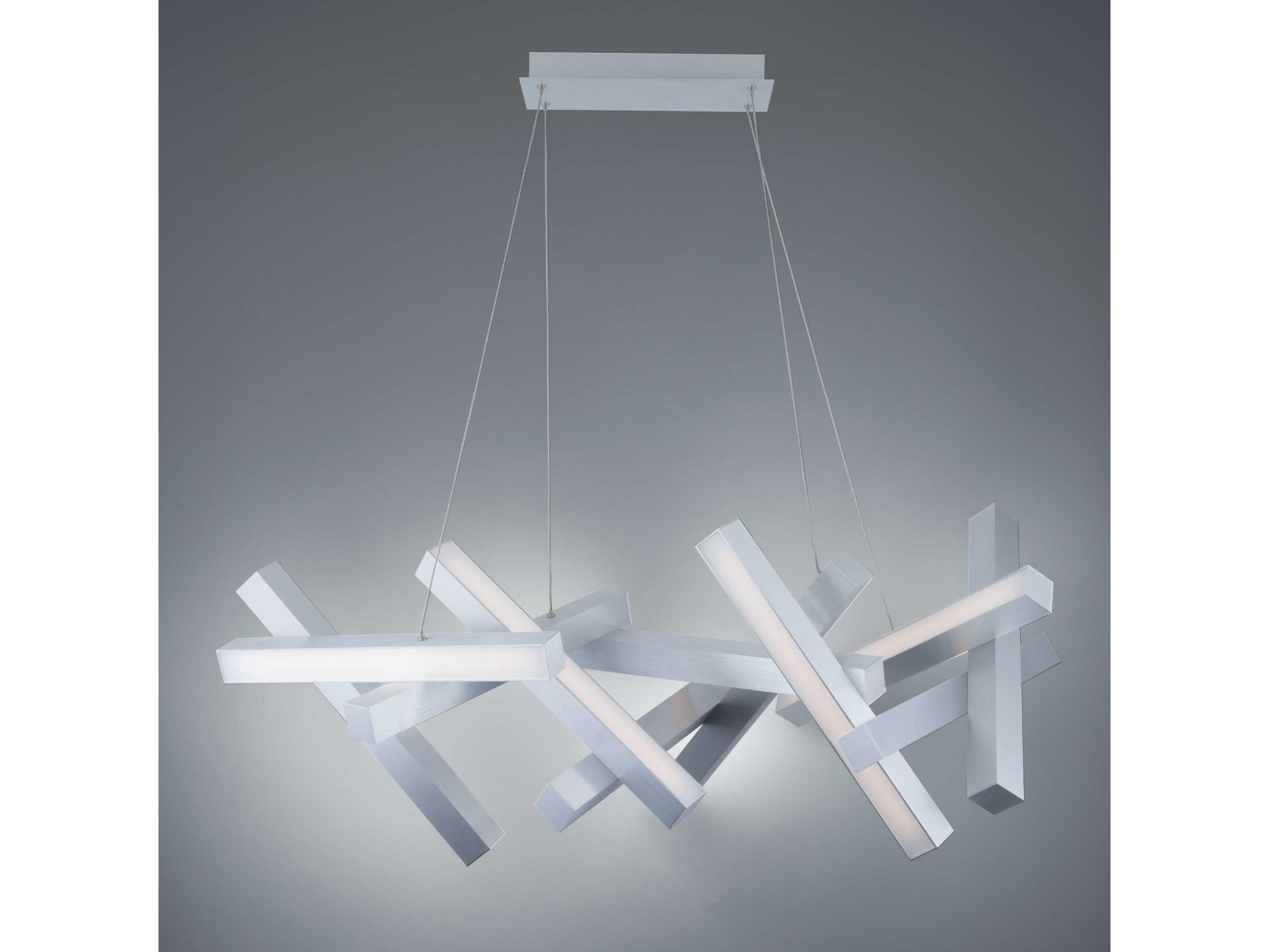 Modern Forms Chaos 11-Light Brushed Aluminum Silver LED Linear Island Pendant