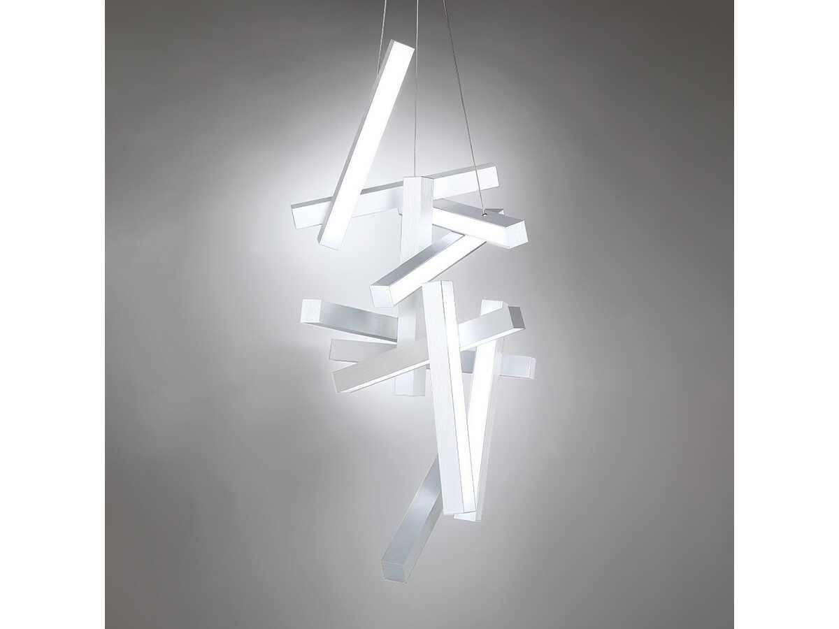 Modern Forms Chaos 12-Light Brushed Aluminum Silver LED Pendant