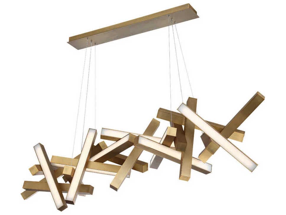 Modern Forms Chaos 19-Light9-Light Aged Brass LED Linear Island Pendant