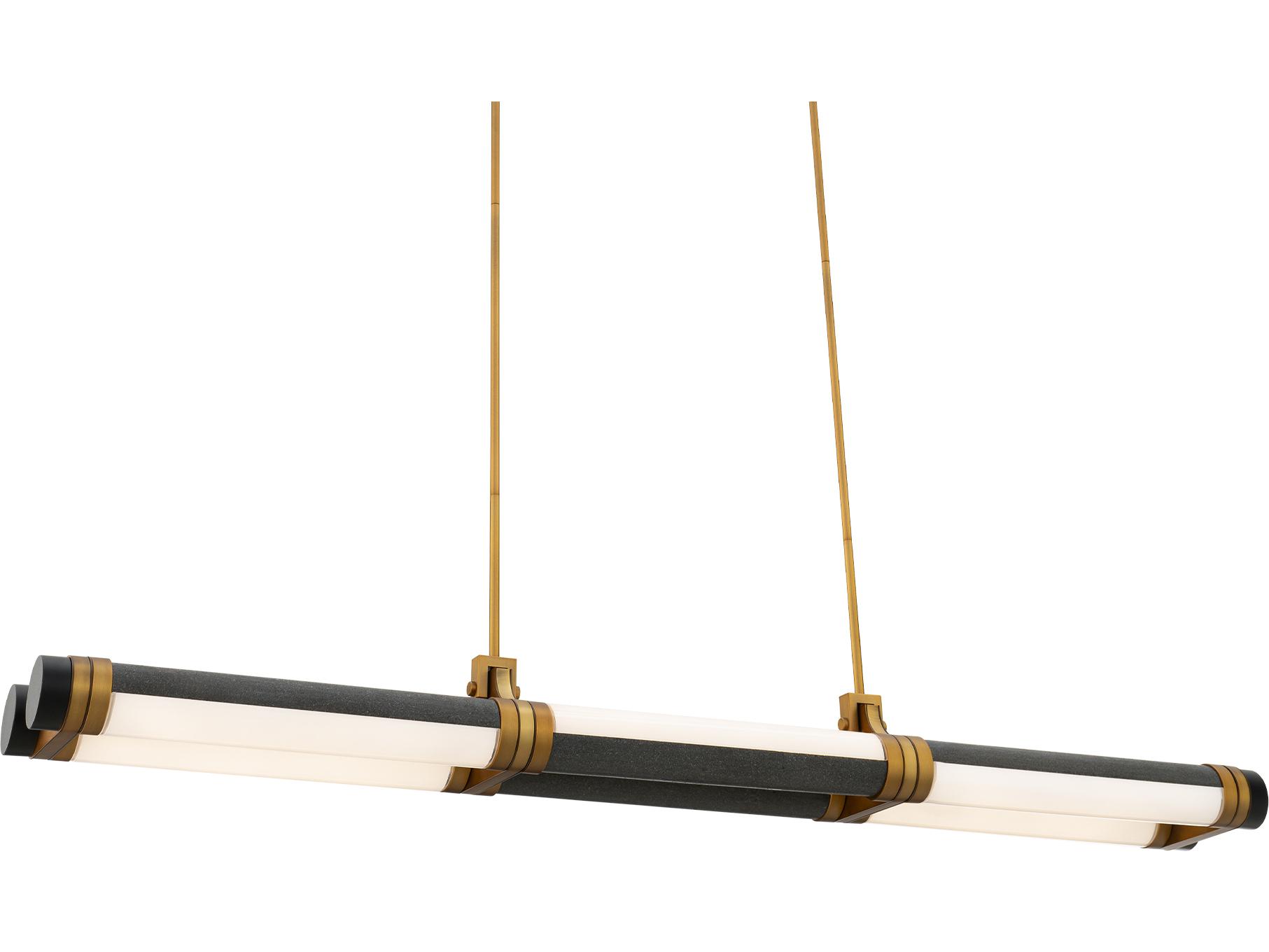 Modern Forms Catania 1-Light Bassalt Stone Aged Brass Cylinder Linear Island Pendant