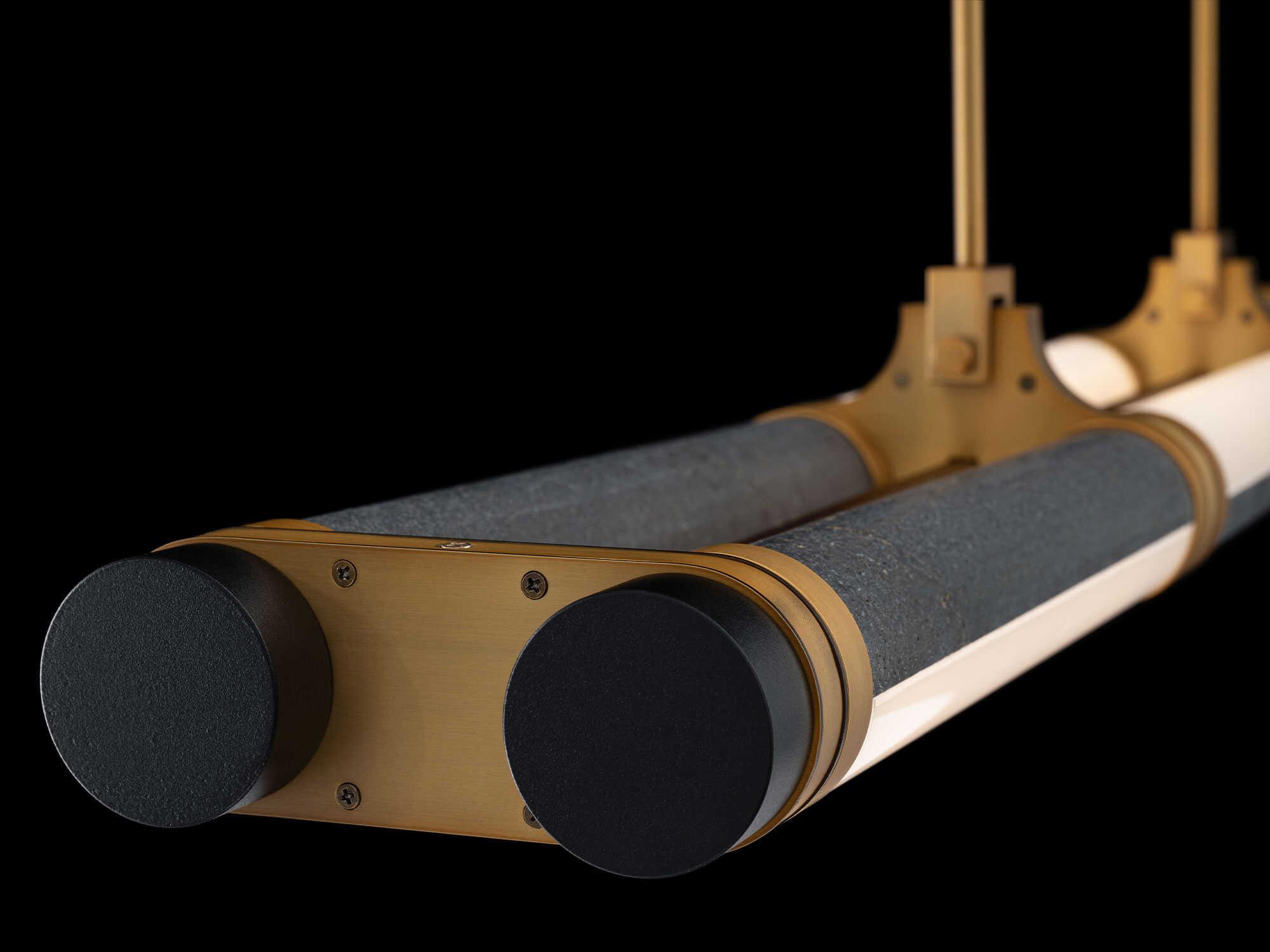 Modern Forms Catania 1-Light Bassalt Stone Aged Brass Cylinder Linear Island Pendant