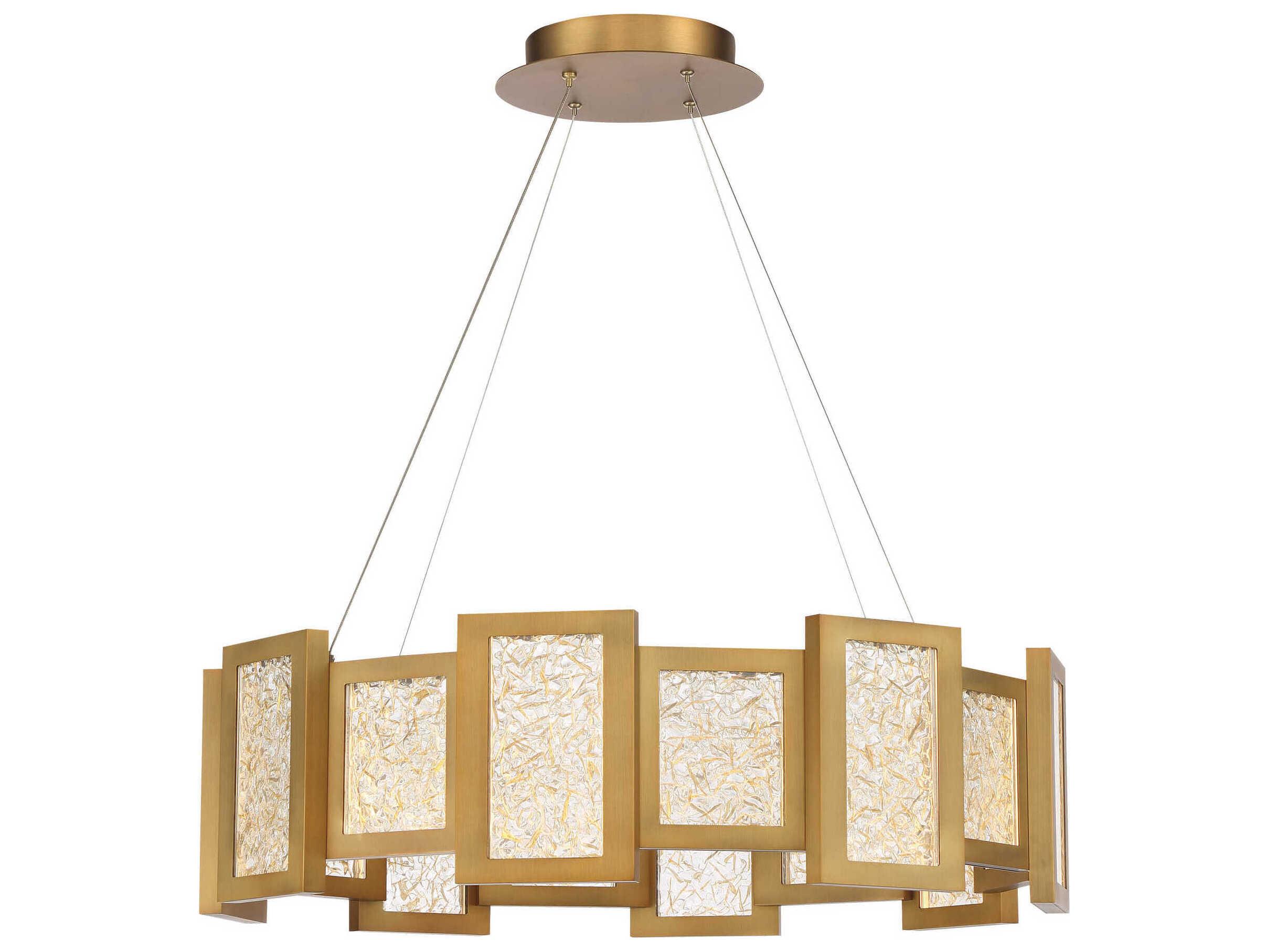 Modern Forms Fury 16-Light6-Light Aged Brass Glass LED Geometric Pendant