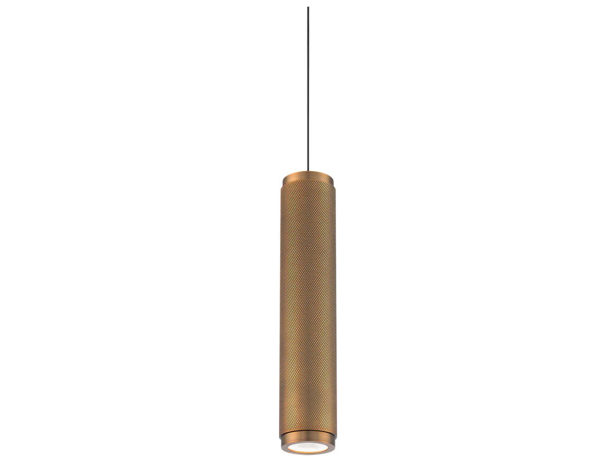 Modern Forms Burning Man 1-Light Aged Brass Glass LED Cylinder Mini Pendant