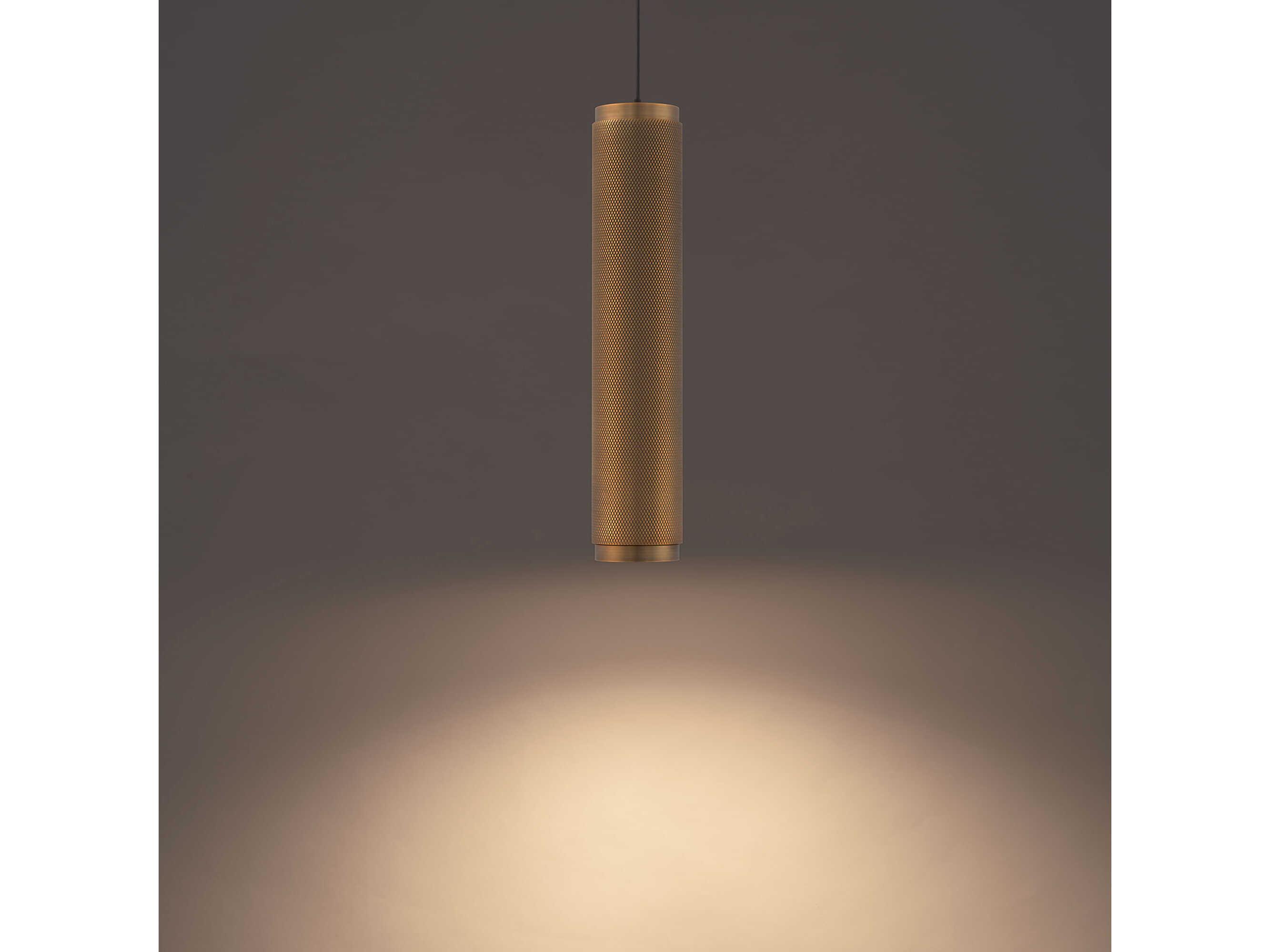 Modern Forms Burning Man 1-Light Aged Brass Glass LED Cylinder Mini Pendant
