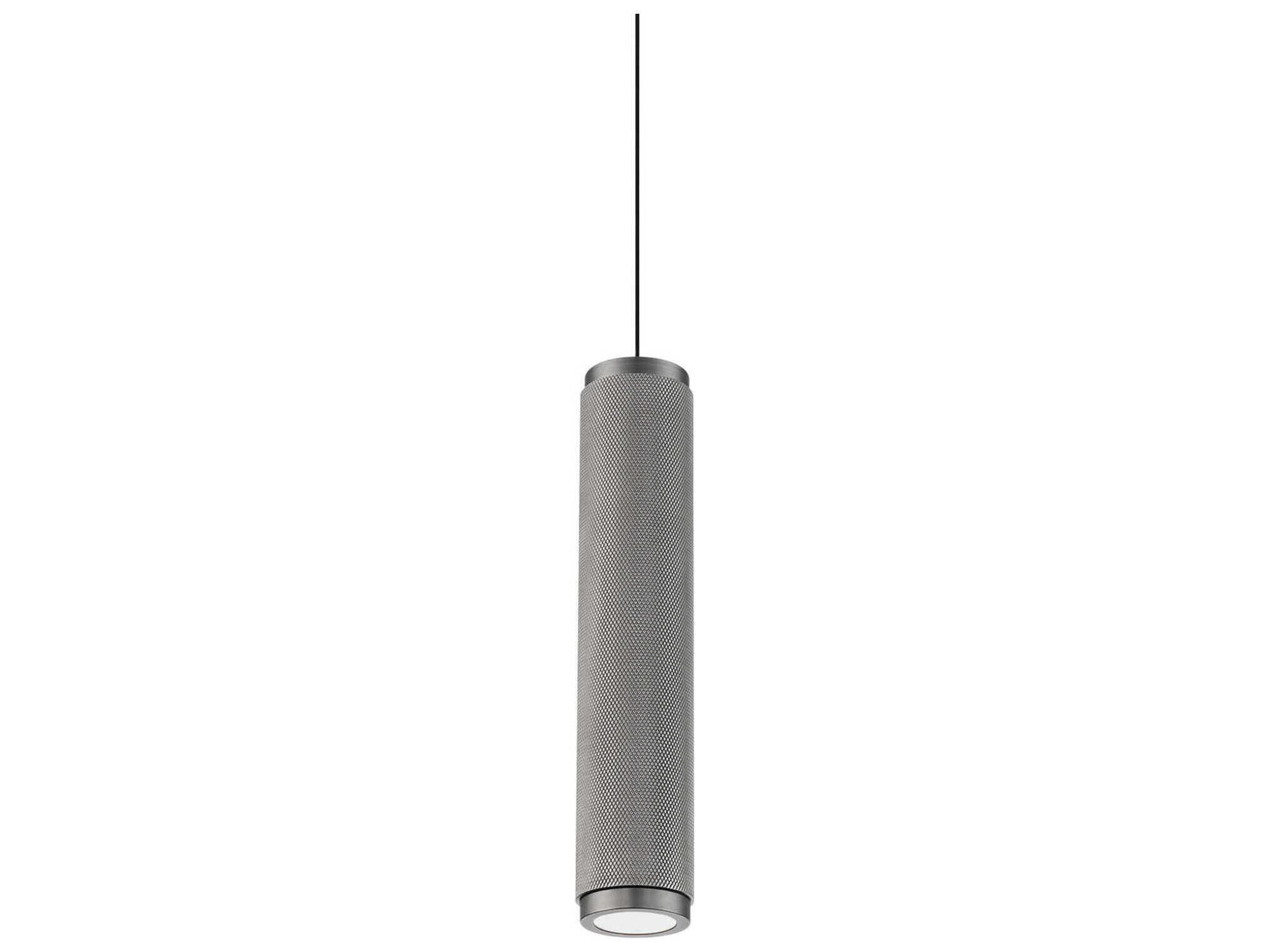 Modern Forms Burning Man 1-Light Antique Nickel Glass LED Cylinder Mini Pendant