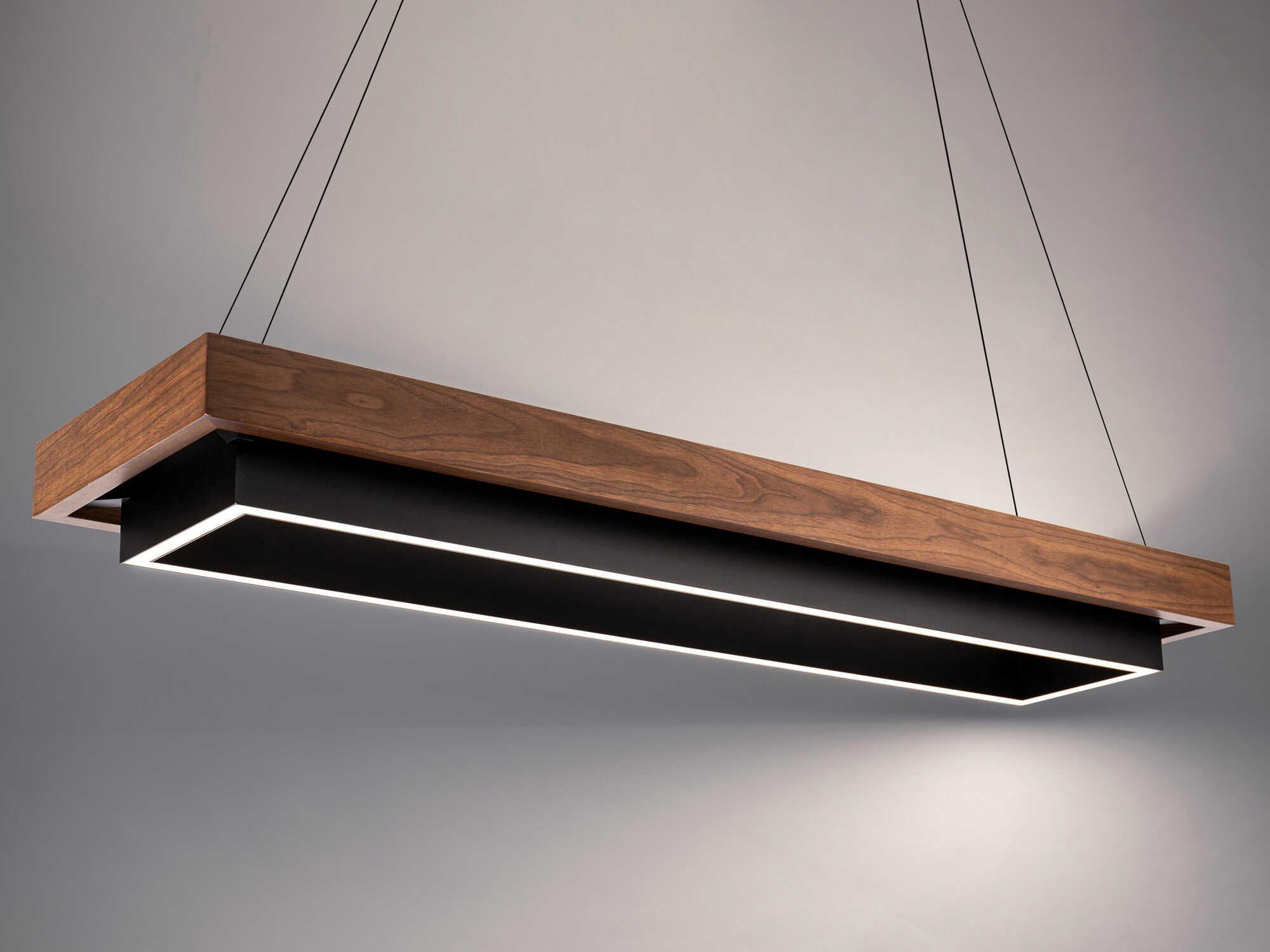 Modern Forms Hustler 1-Light Black Dark Walnut Brown LED Linear Island Pendant