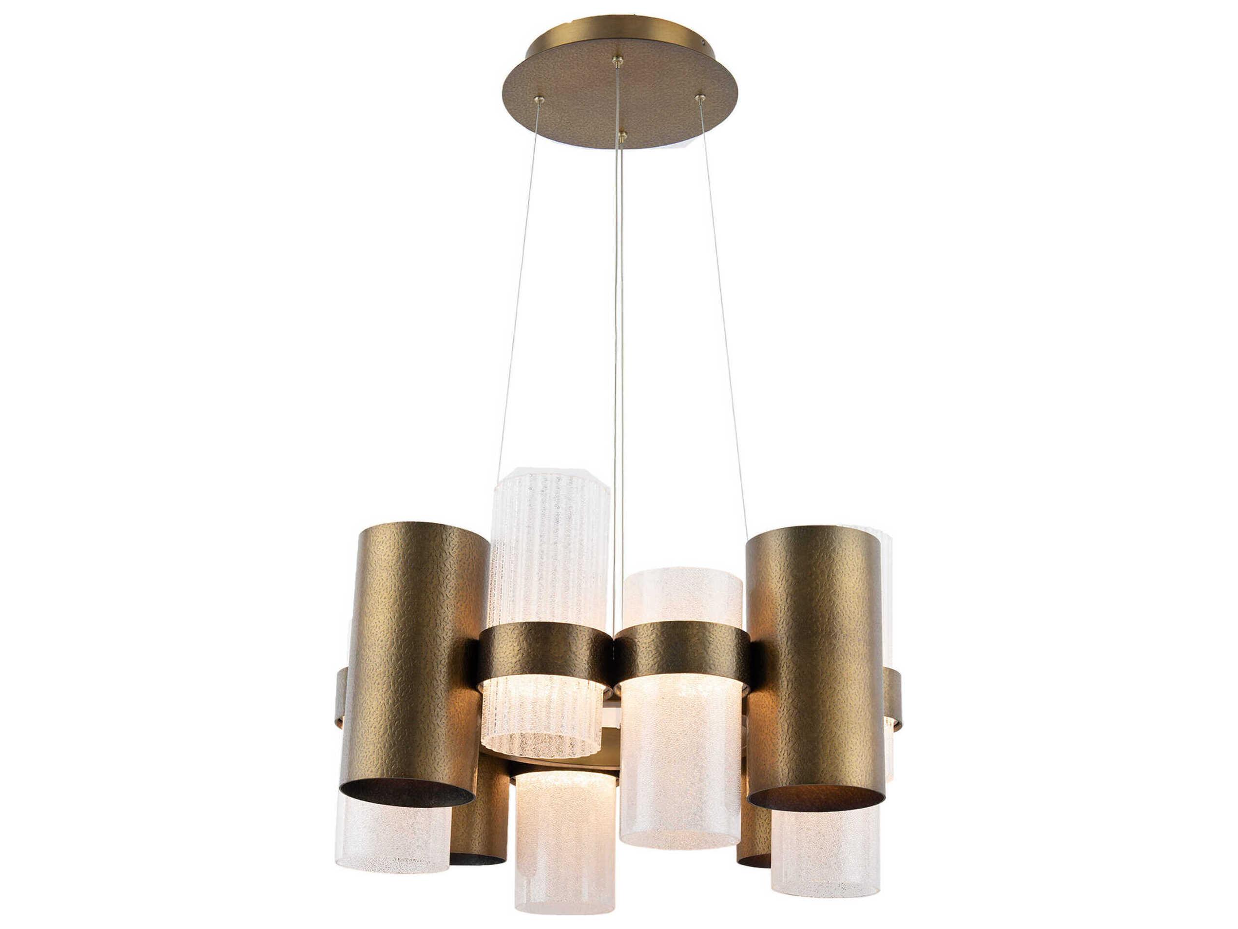 Modern Forms Harmony 12-Light Aged Brass Glass LED Cylinder Pendant