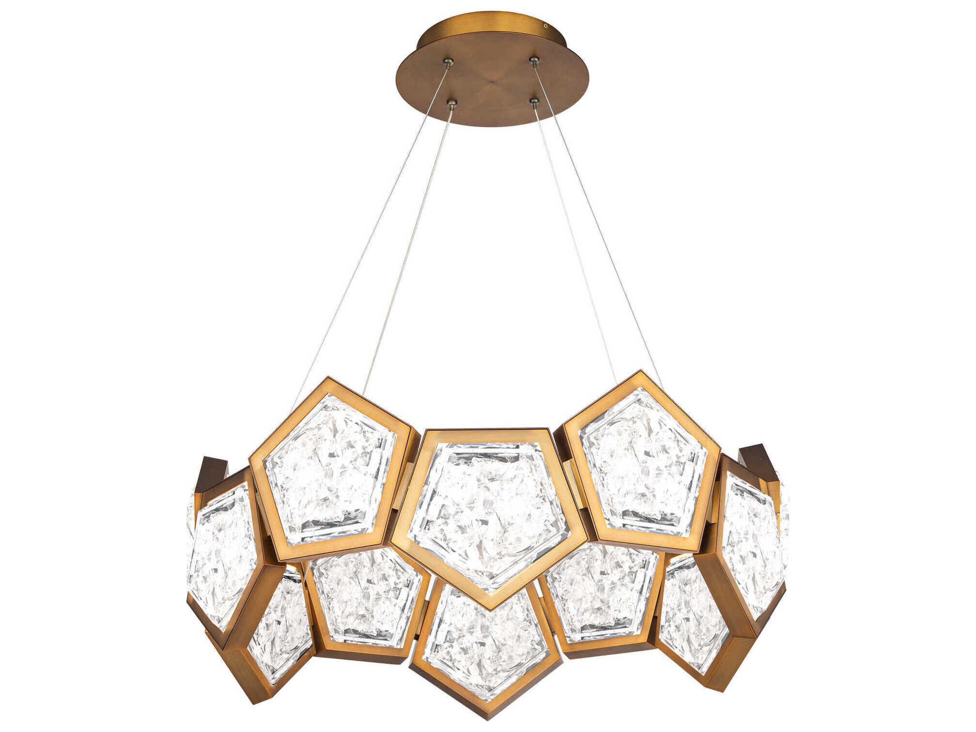 Modern Forms Starlight Starbright 1-Light Aged Brass Crystal LED Geometric Pendant