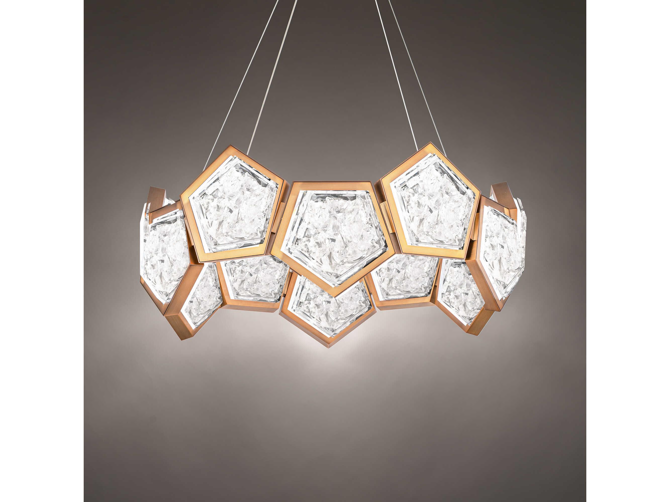 Modern Forms Starlight Starbright 1-Light Aged Brass Crystal LED Geometric Pendant