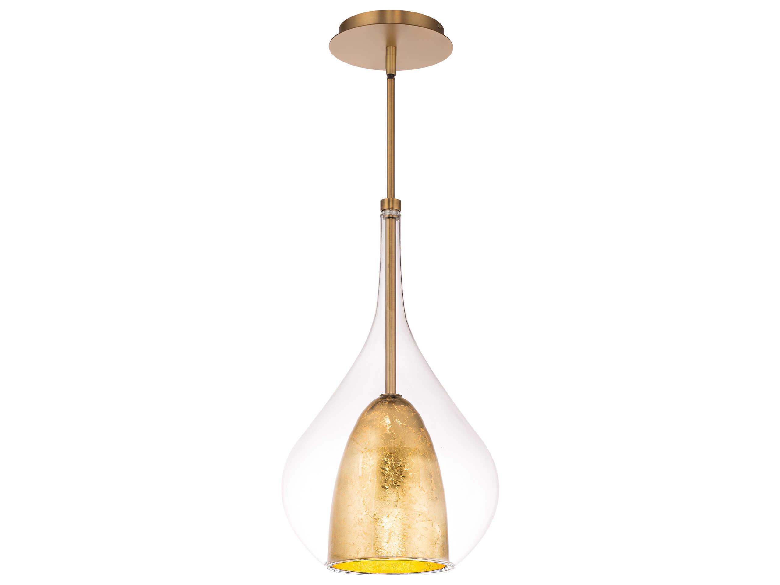 Modern Forms Helios 1-Light Aged Brass Gold Glass LED Mini Pendant