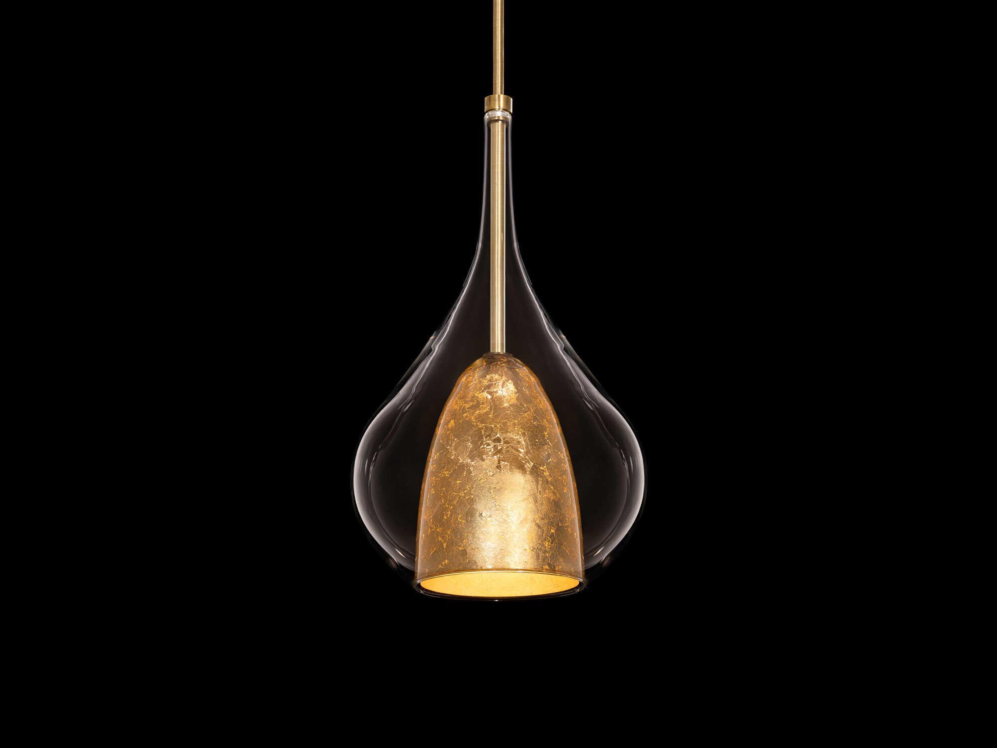 Modern Forms Helios 1-Light Aged Brass Gold Glass LED Mini Pendant