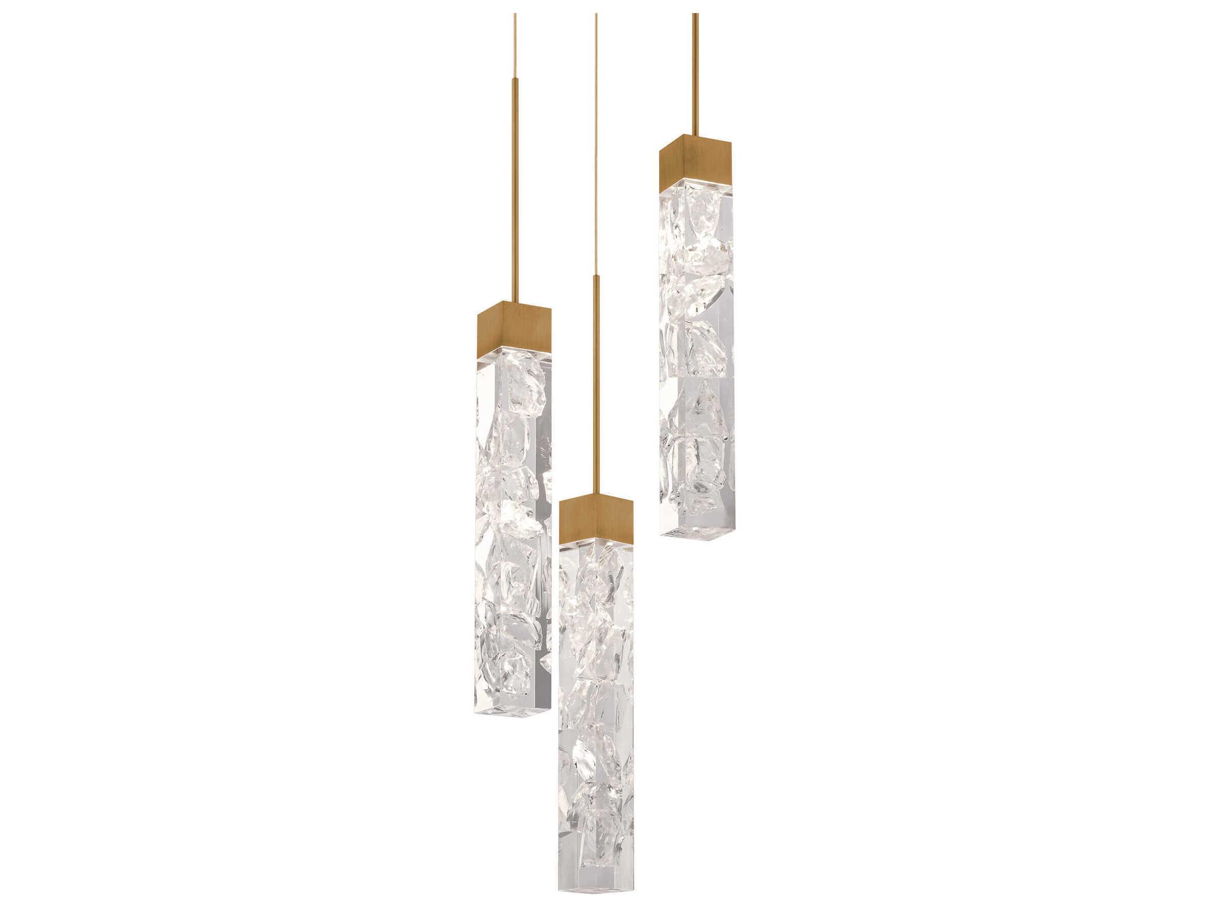 Modern Forms Minx 3-Light Aged Brass Crystal LED Linear Mini Pendant