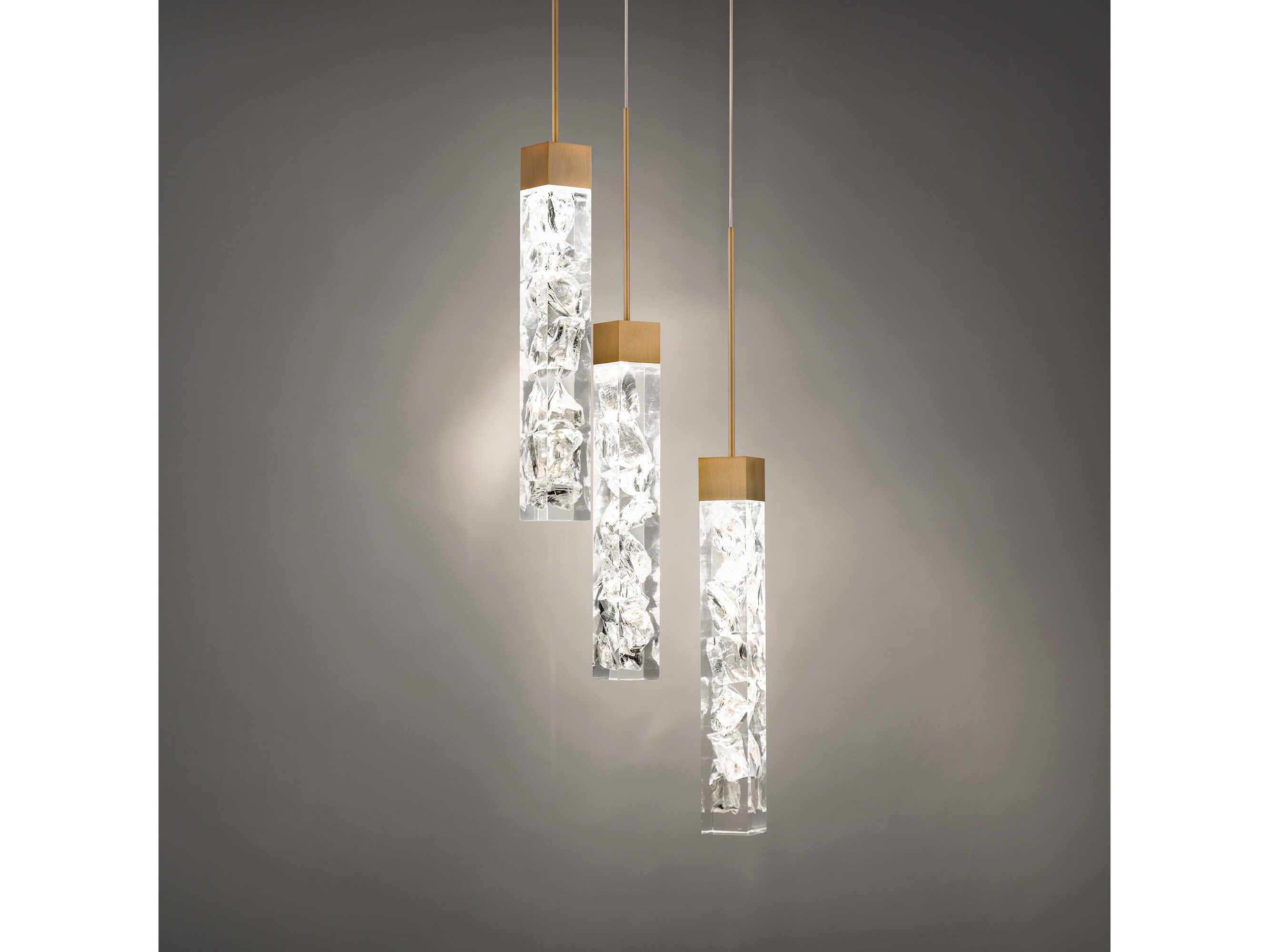 Modern Forms Minx 3-Light Aged Brass Crystal LED Linear Mini Pendant