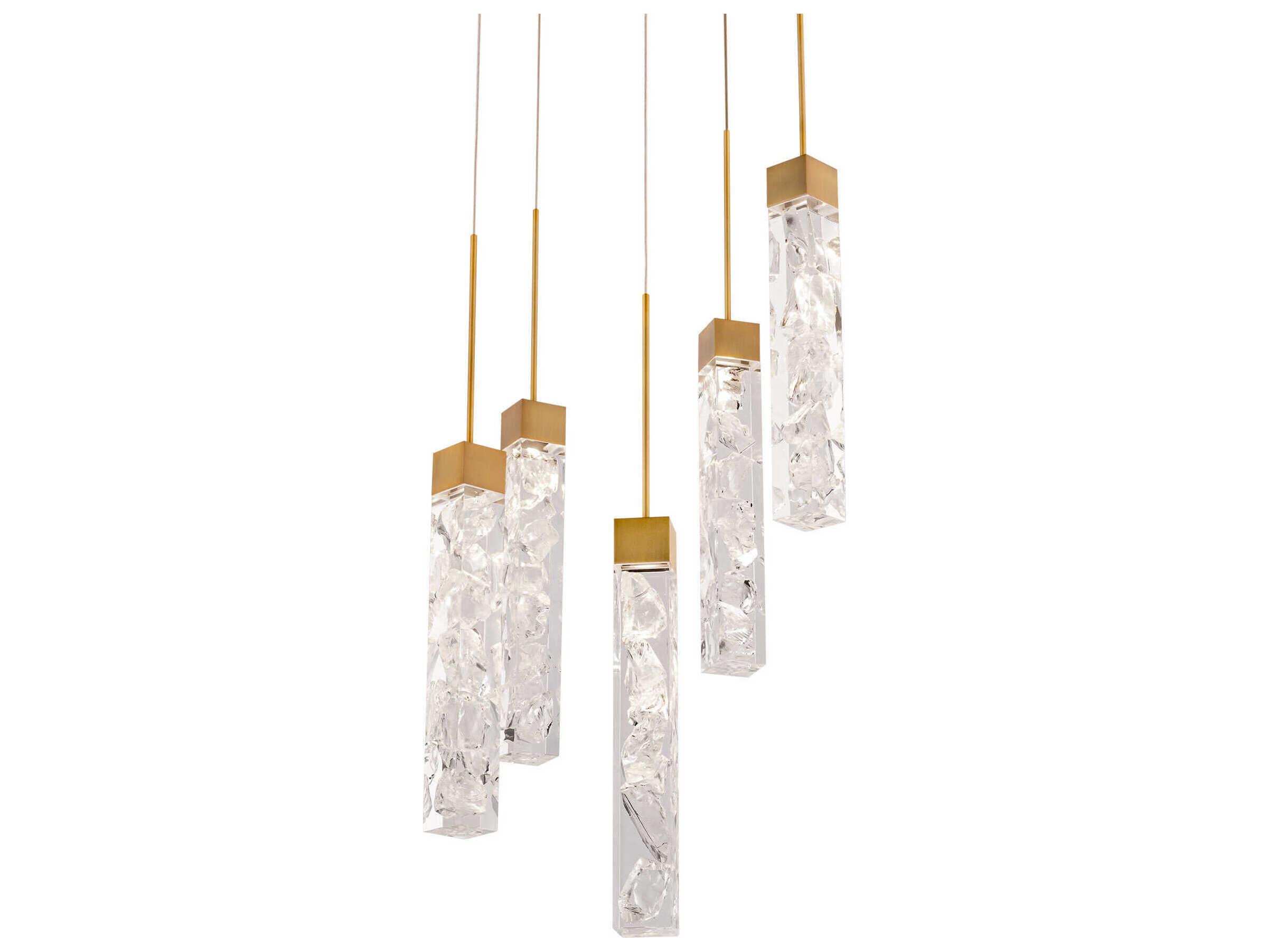 Modern Forms Minx 5-Light Aged Brass Crystal LED Linear Pendant