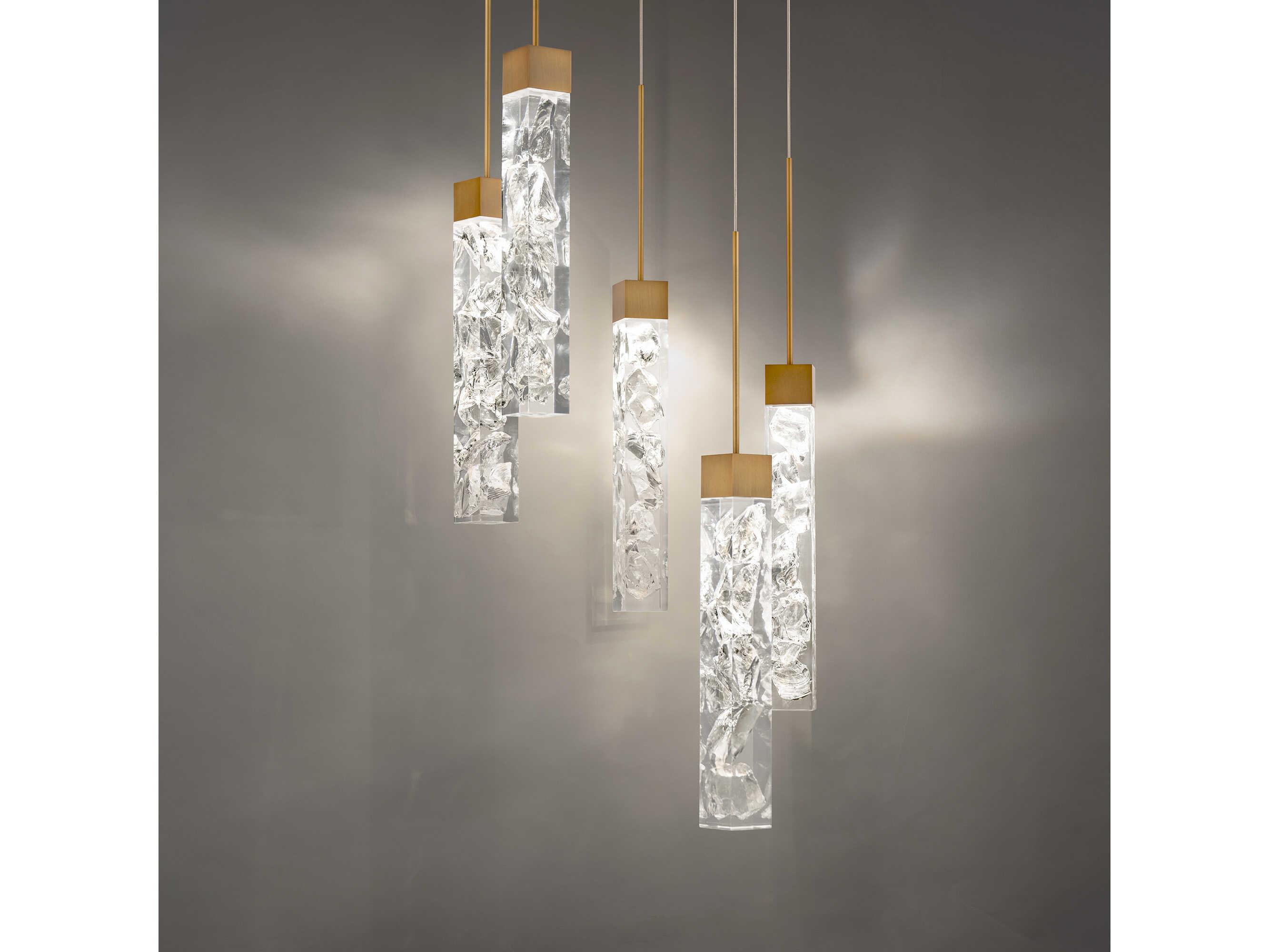 Modern Forms Minx 5-Light Aged Brass Crystal LED Linear Pendant