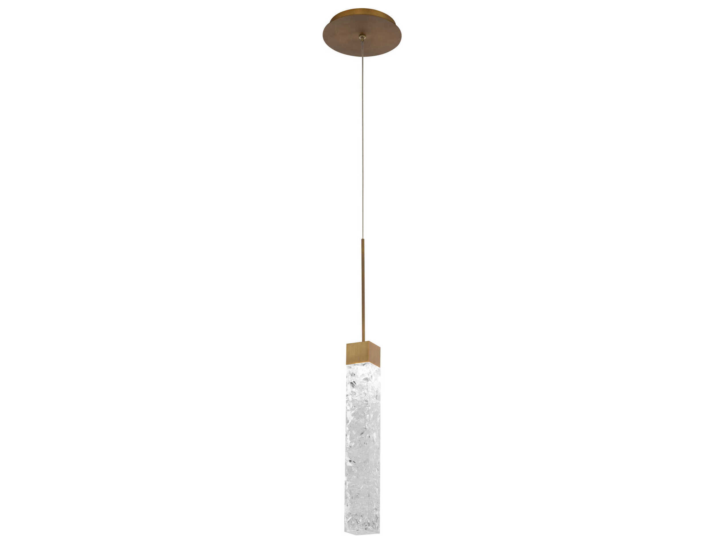 Modern Forms Minx 1-Light Aged Brass Crystal LED Geometric Mini Pendant