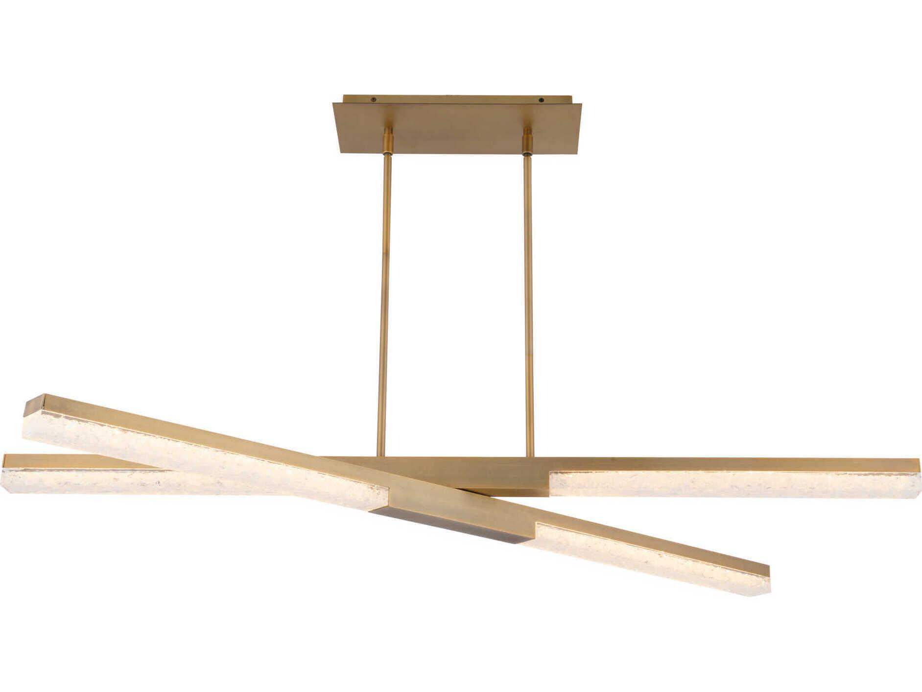 Modern Forms Minx 2-Light Aged Brass Crystal LED Geometric Linear Pendant
