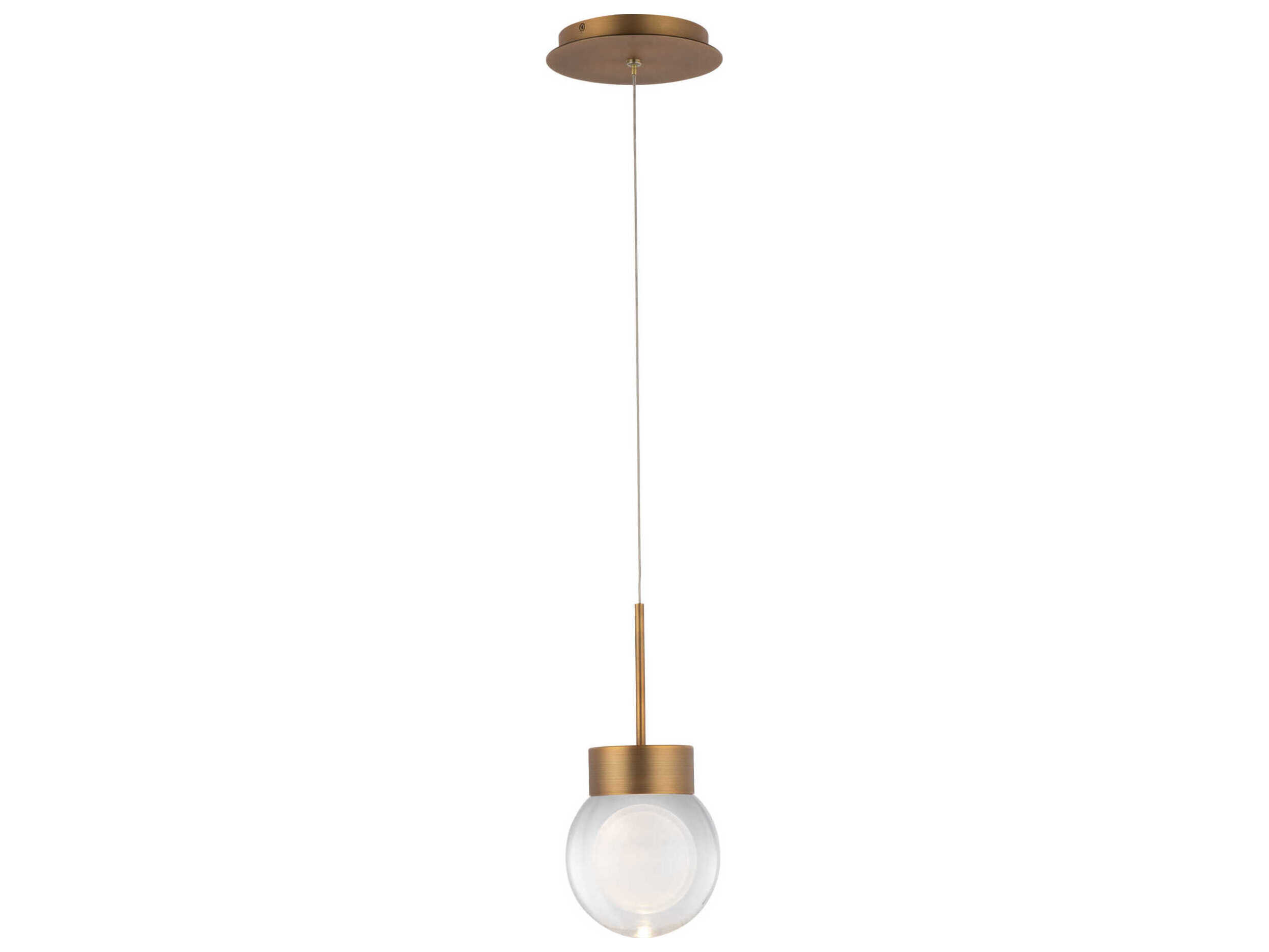 Modern Forms Double Bubble 1-Light Aged Brass Crystal LED Globe Mini Pendant