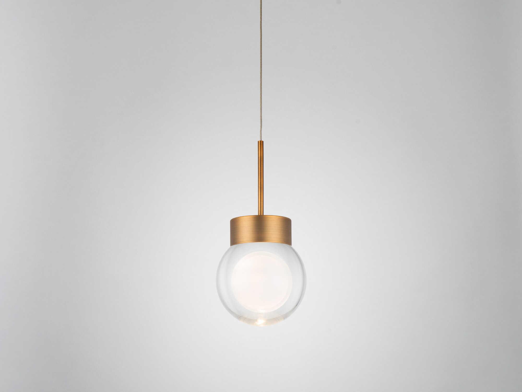Modern Forms Double Bubble 1-Light Aged Brass Crystal LED Globe Mini Pendant