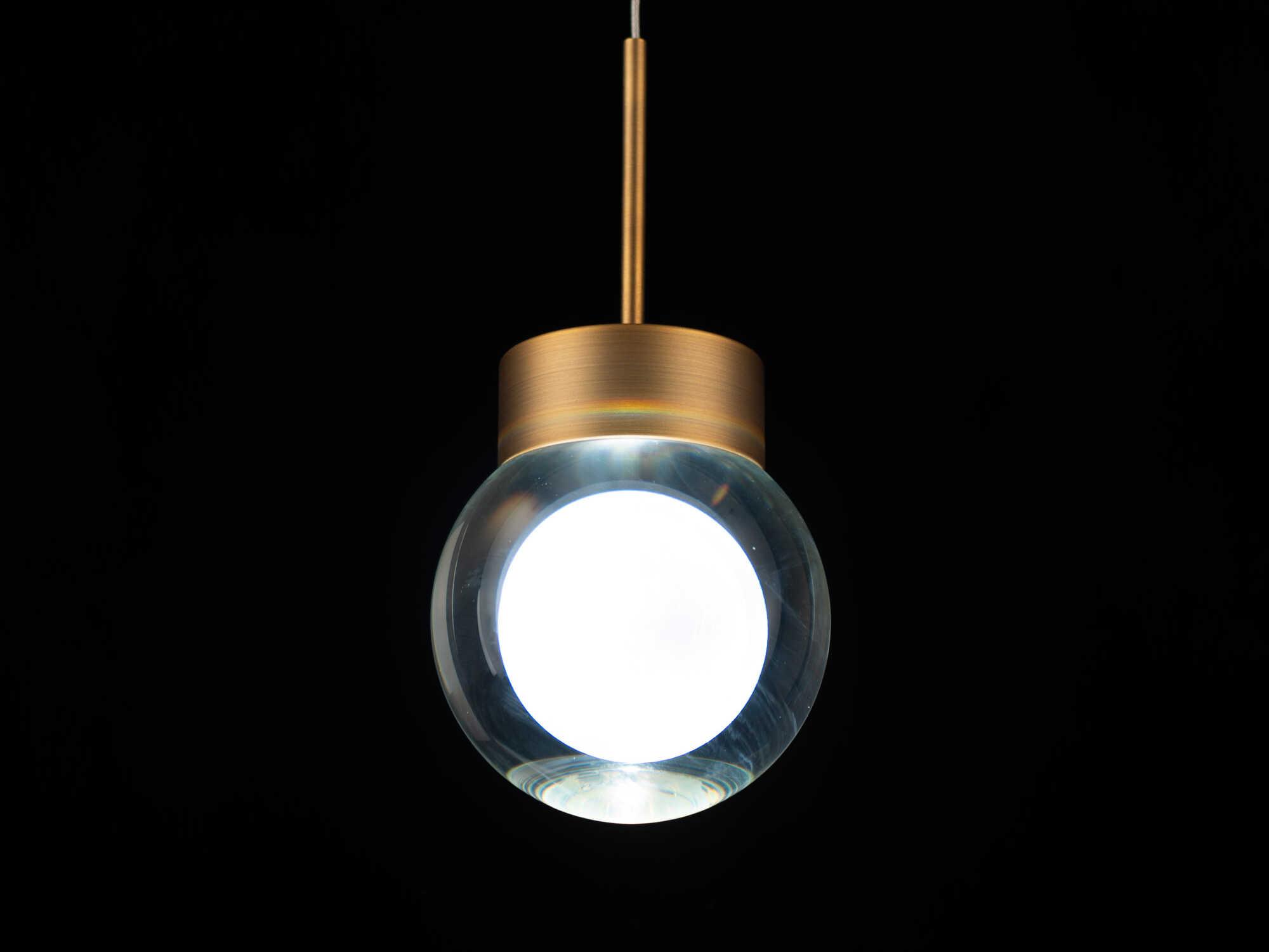 Modern Forms Double Bubble 1-Light Aged Brass Crystal LED Globe Mini Pendant