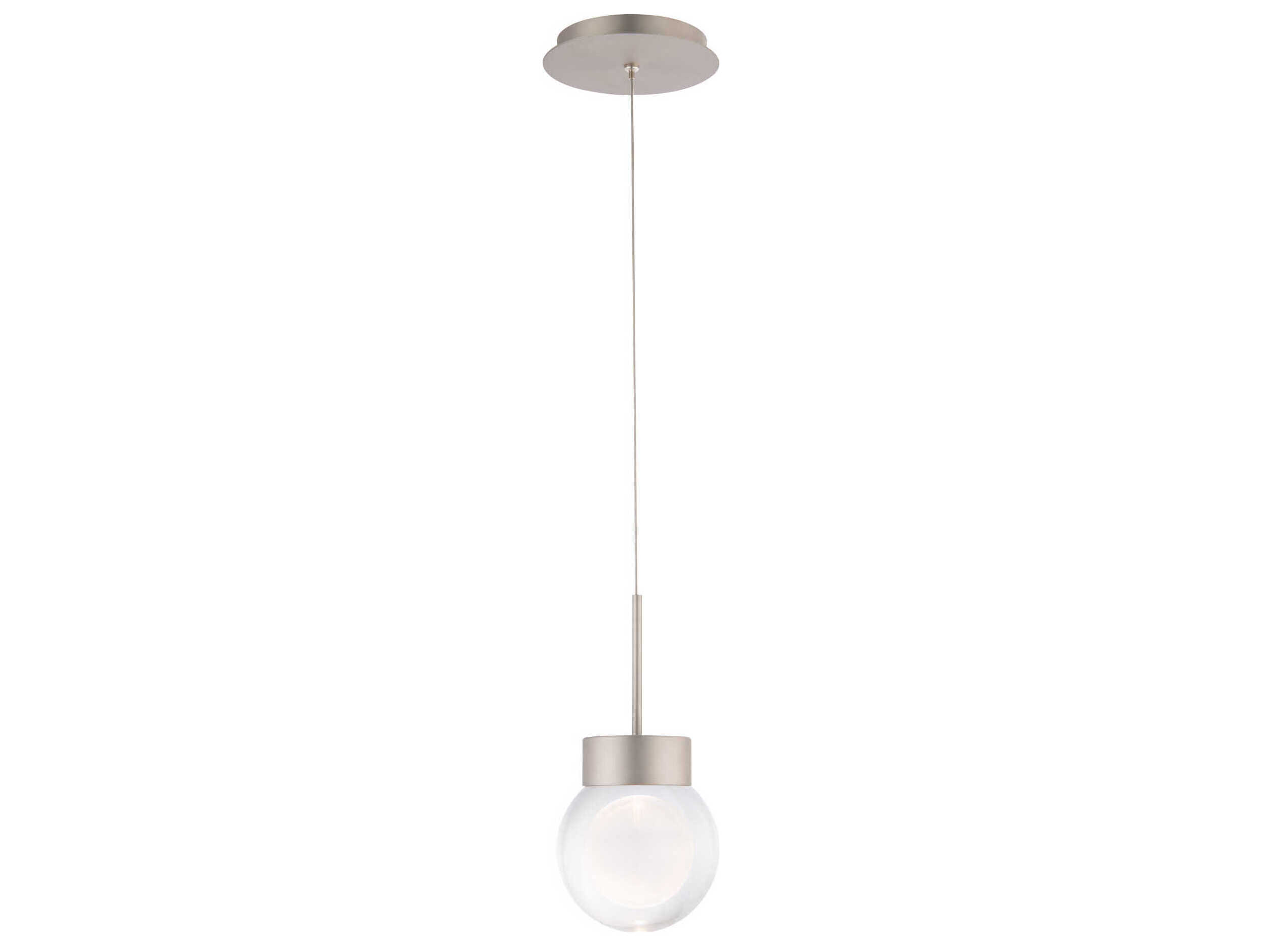Modern Forms Double Bubble 1-Light Satin Nickel Crystal LED Globe Mini Pendant