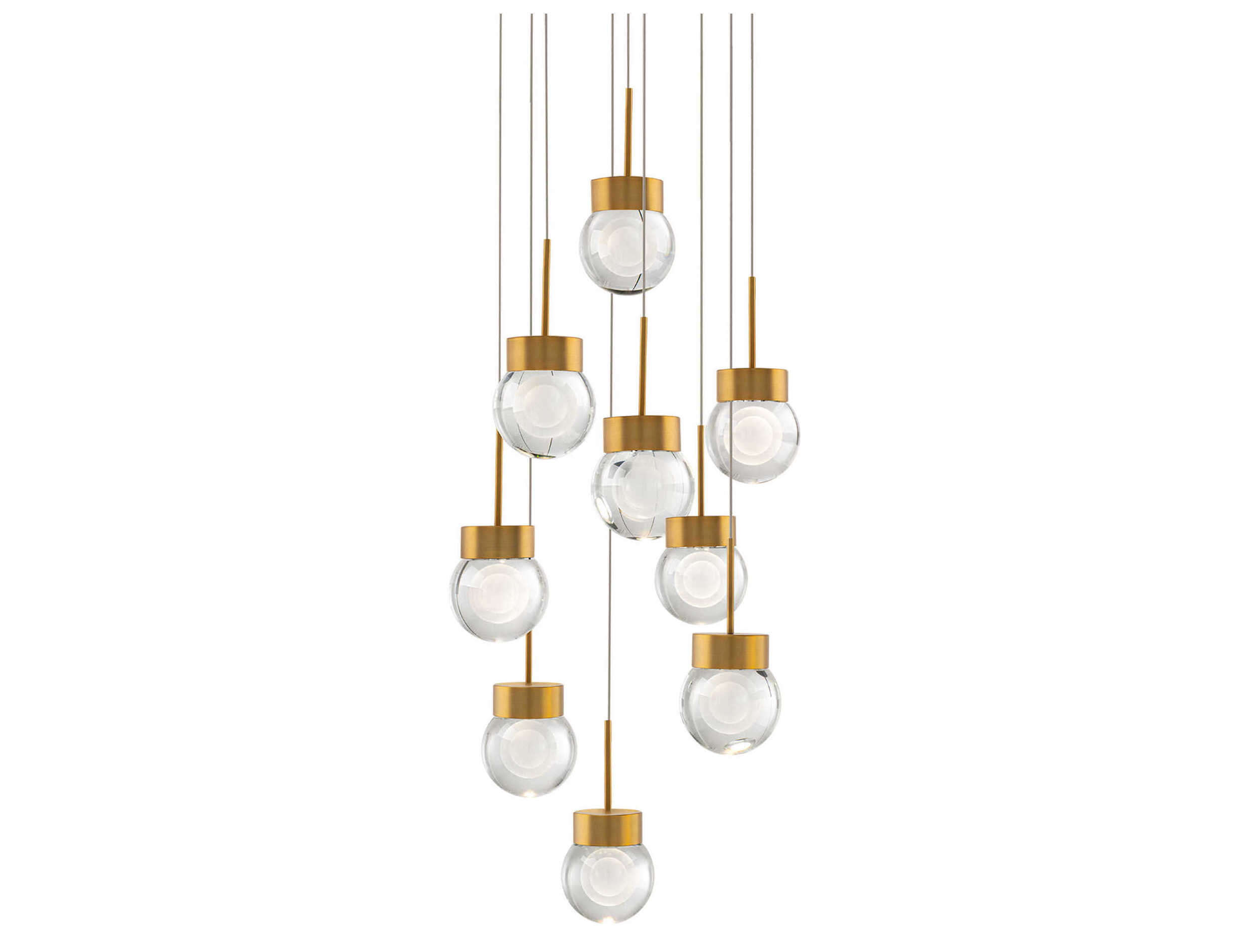 Modern Forms Double Bubble 9-Light Aged Brass Globe Pendant