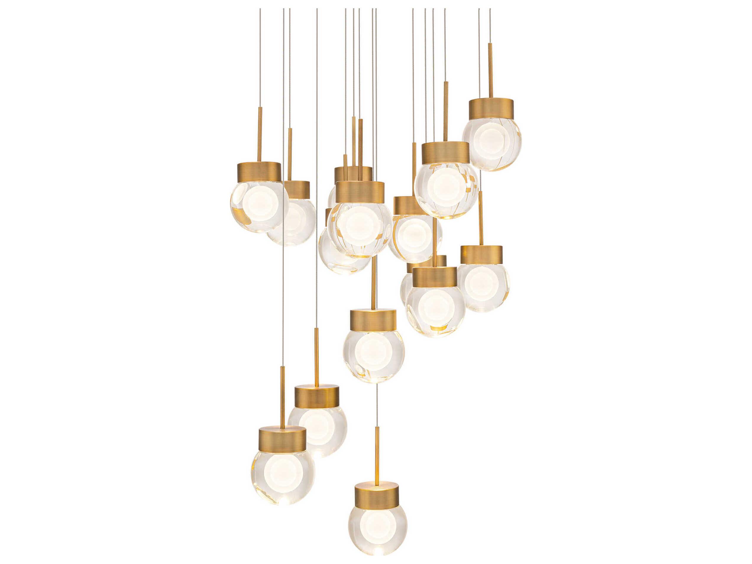 Modern Forms Double Bubble 15-Light Aged Brass Globe Pendant