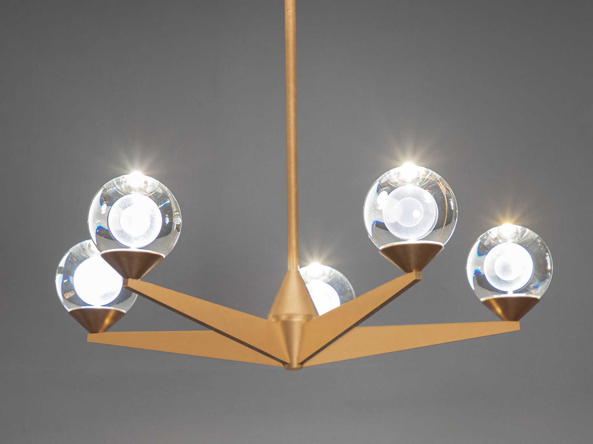 Modern Forms Double Bubble 5-Light Aged Brass Glass LED Globe Chandelier