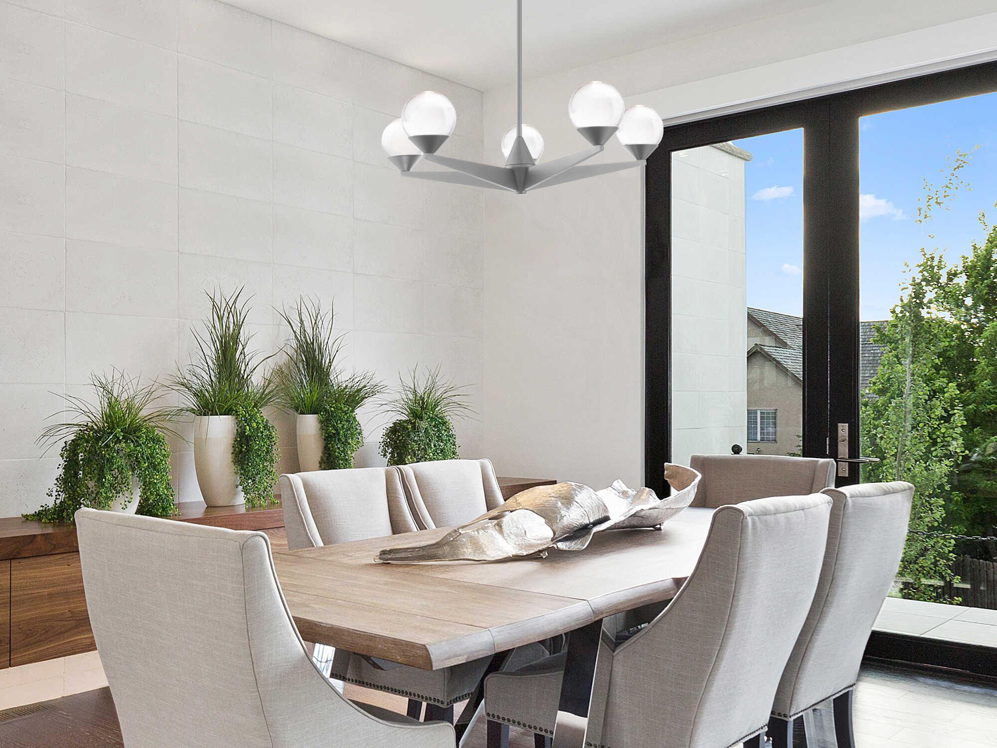 Modern Forms Double Bubble 5-Light Satin Nickel Glass LED Globe Chandelier