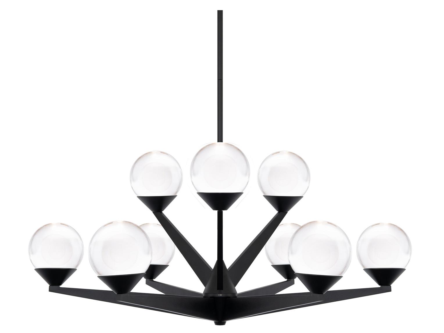 Modern Forms Double Bubble 9-Light Black Glass LED Globe Tiered Chandelier