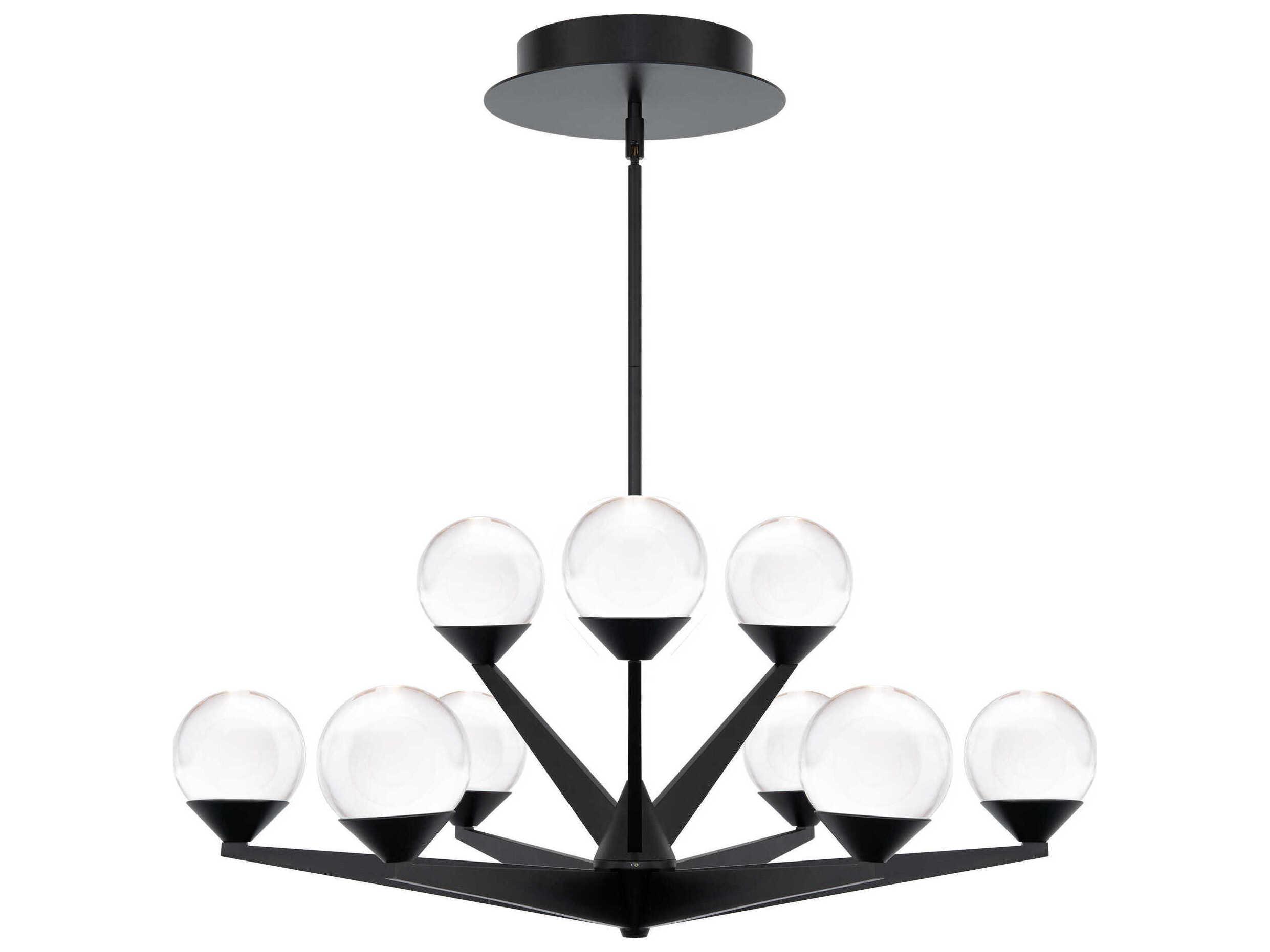 Modern Forms Double Bubble 9-Light Black Glass LED Globe Tiered Chandelier
