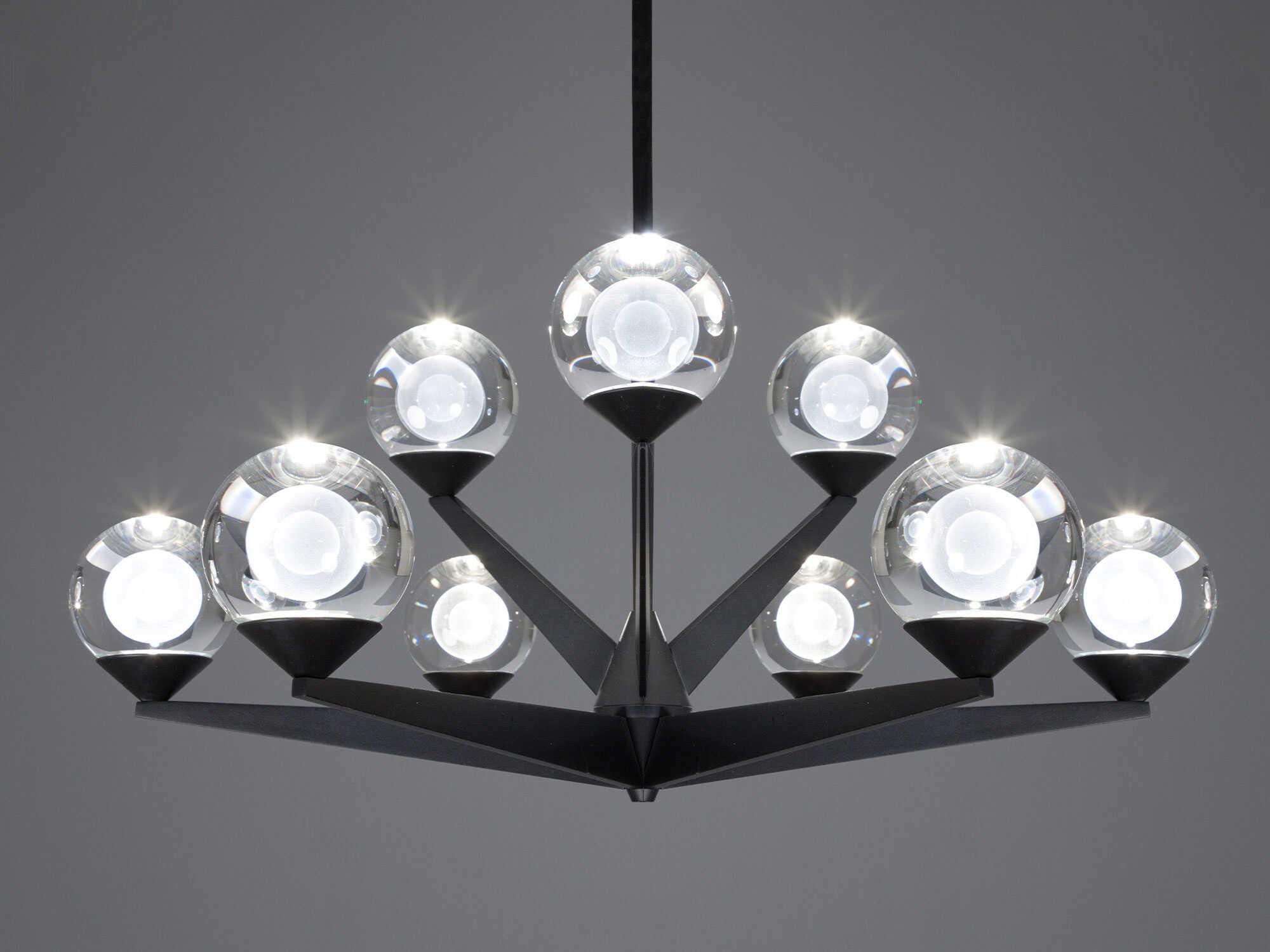Modern Forms Double Bubble 9-Light Black Glass LED Globe Tiered Chandelier