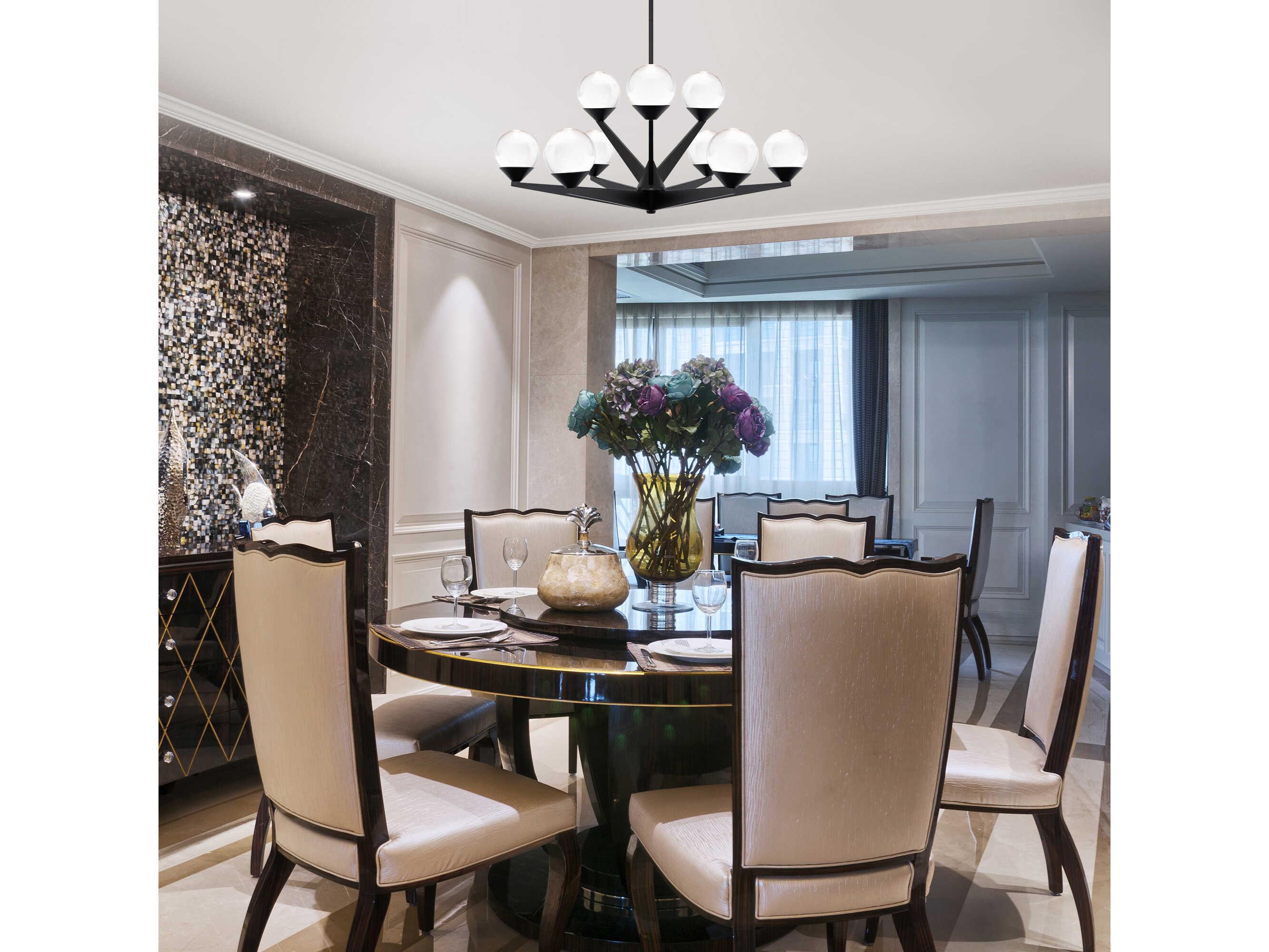 Modern Forms Double Bubble 9-Light Black Glass LED Globe Tiered Chandelier