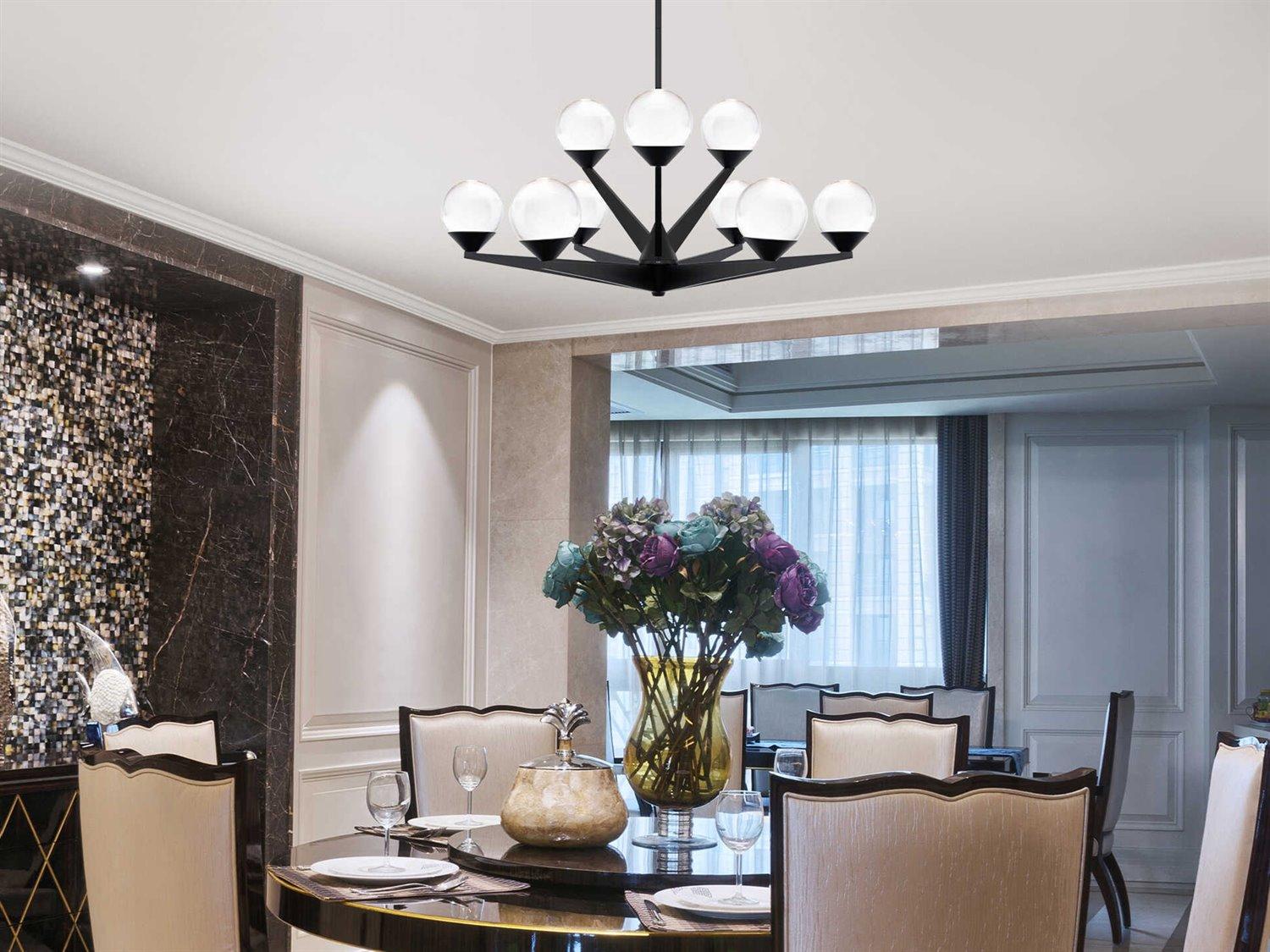 Modern Forms Double Bubble 9-Light Black Glass LED Globe Tiered Chandelier