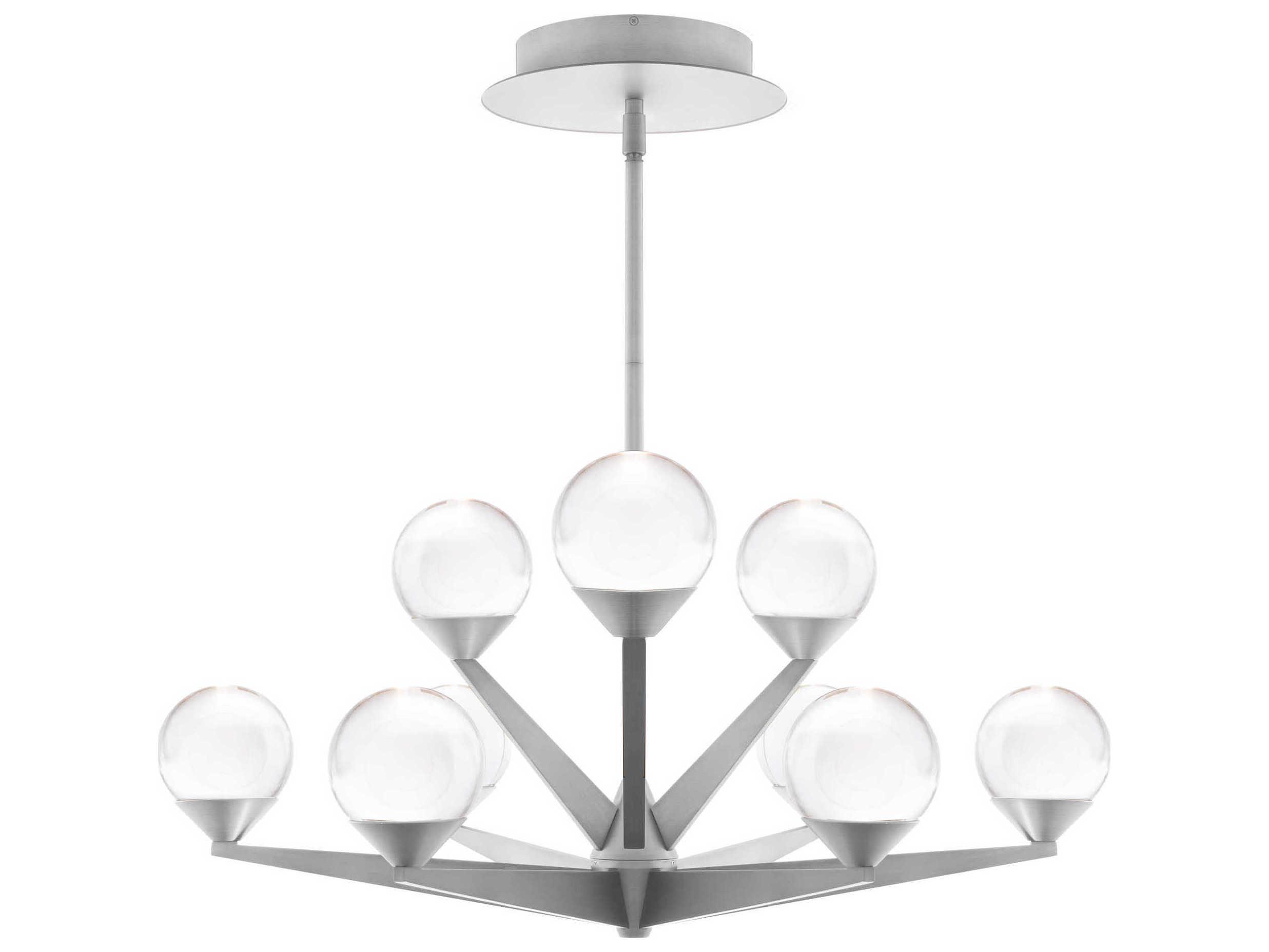 Modern Forms Double Bubble 9-Light Satin Nickel Glass LED Globe Tiered Chandelier