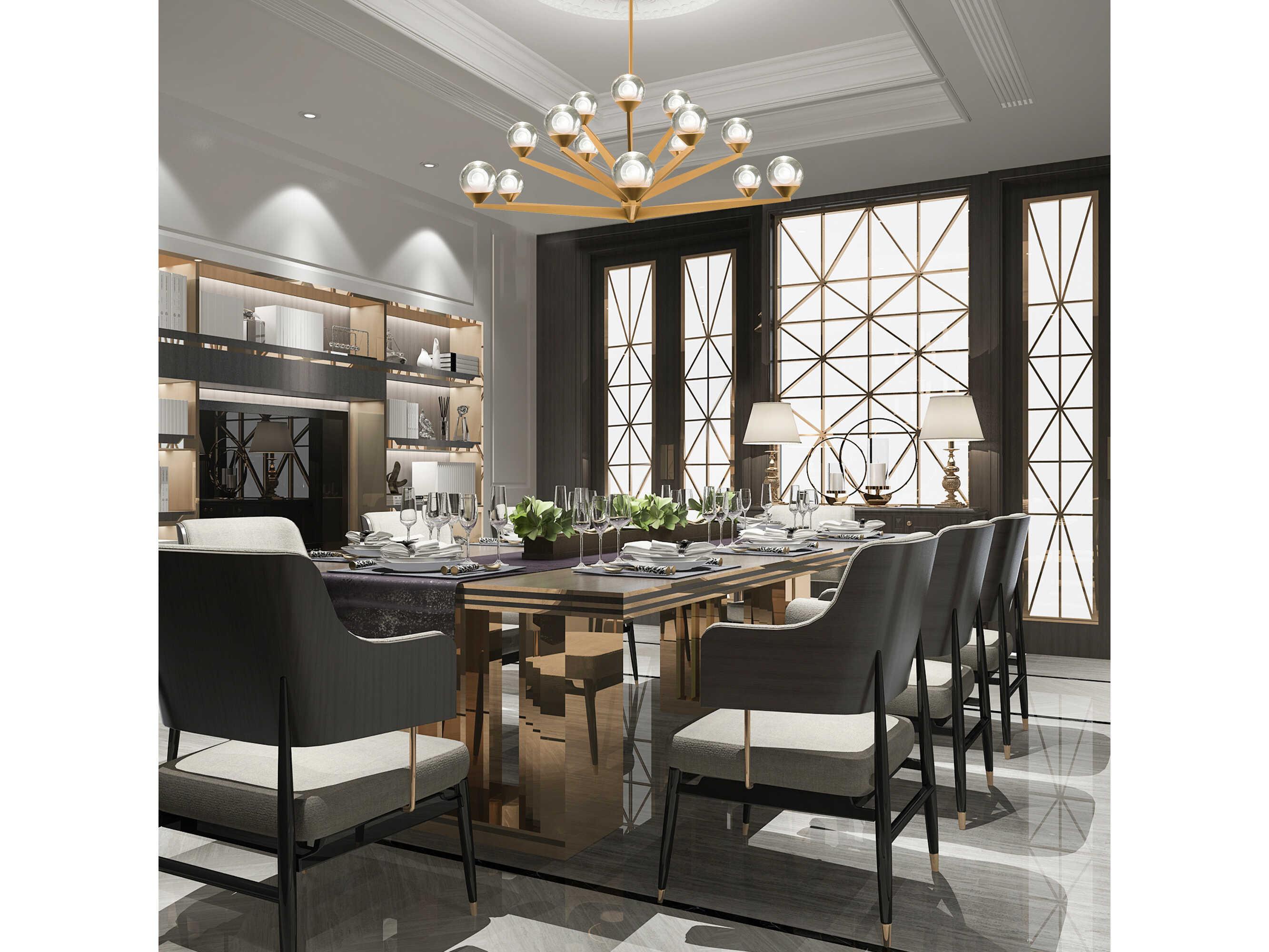 Modern Forms Double Bubble 15-Light Aged Brass Glass LED Globe Tiered Chandelier