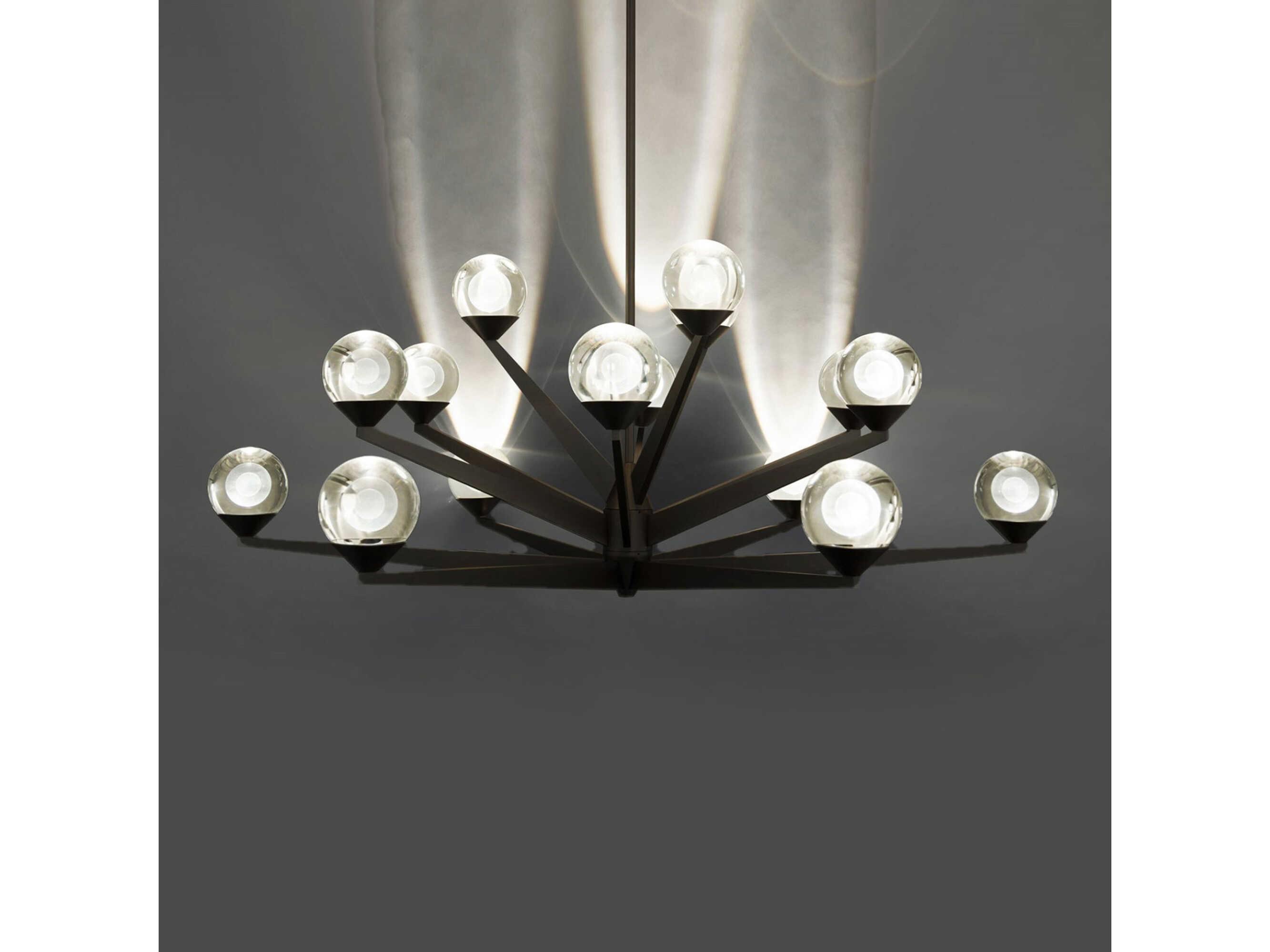 Modern Forms Double Bubble 15-Light Black Glass LED Globe Tiered Chandelier