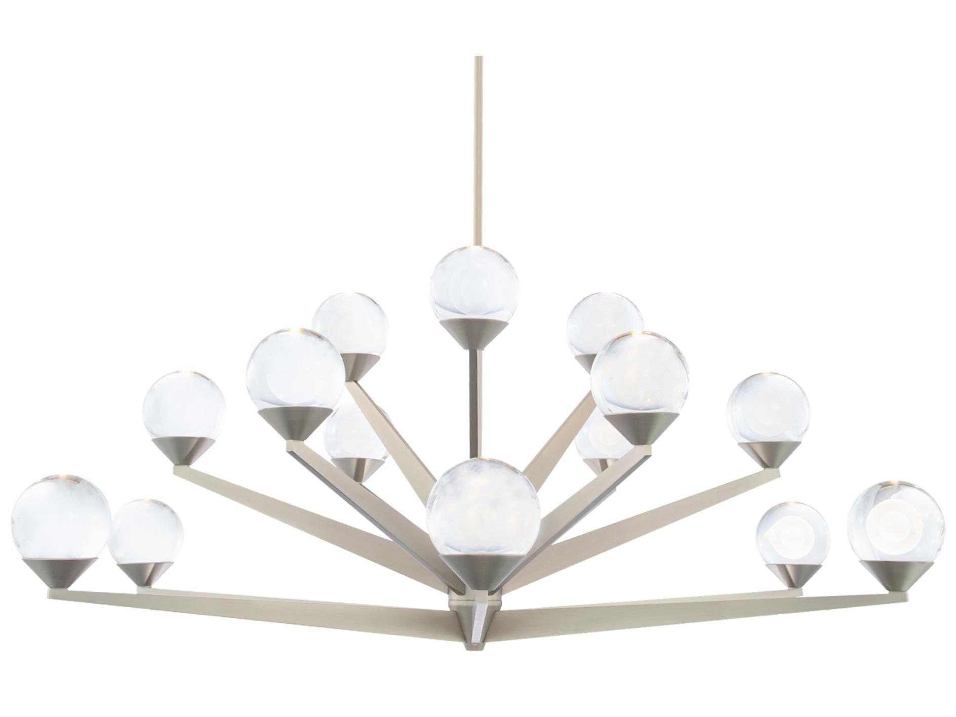 Modern Forms Double Bubble 15-Light Satin Nickel Glass LED Globe Tiered Chandelier