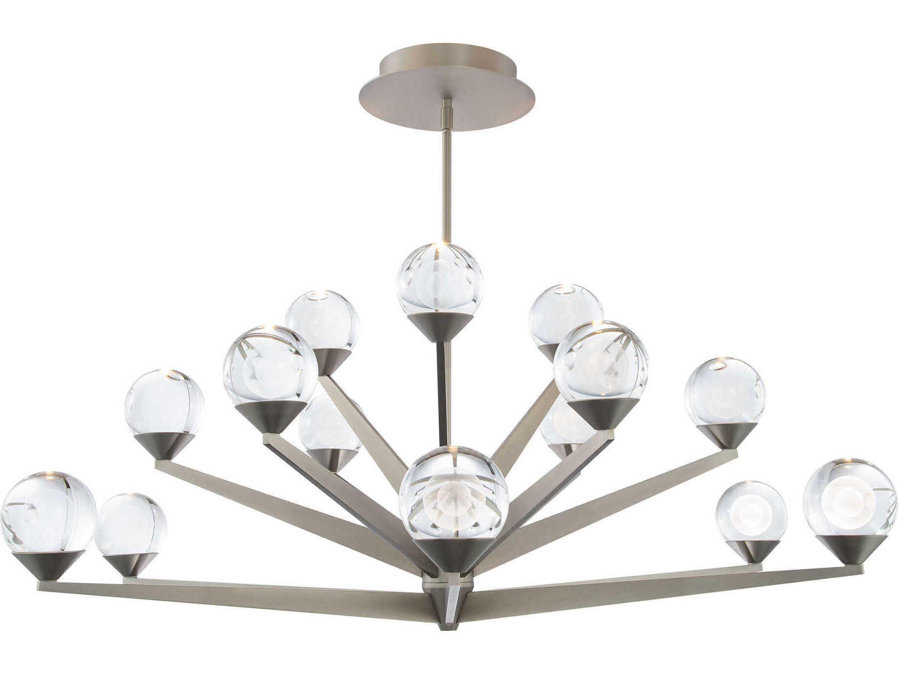 Modern Forms Double Bubble 15-Light Satin Nickel Glass LED Globe Tiered Chandelier