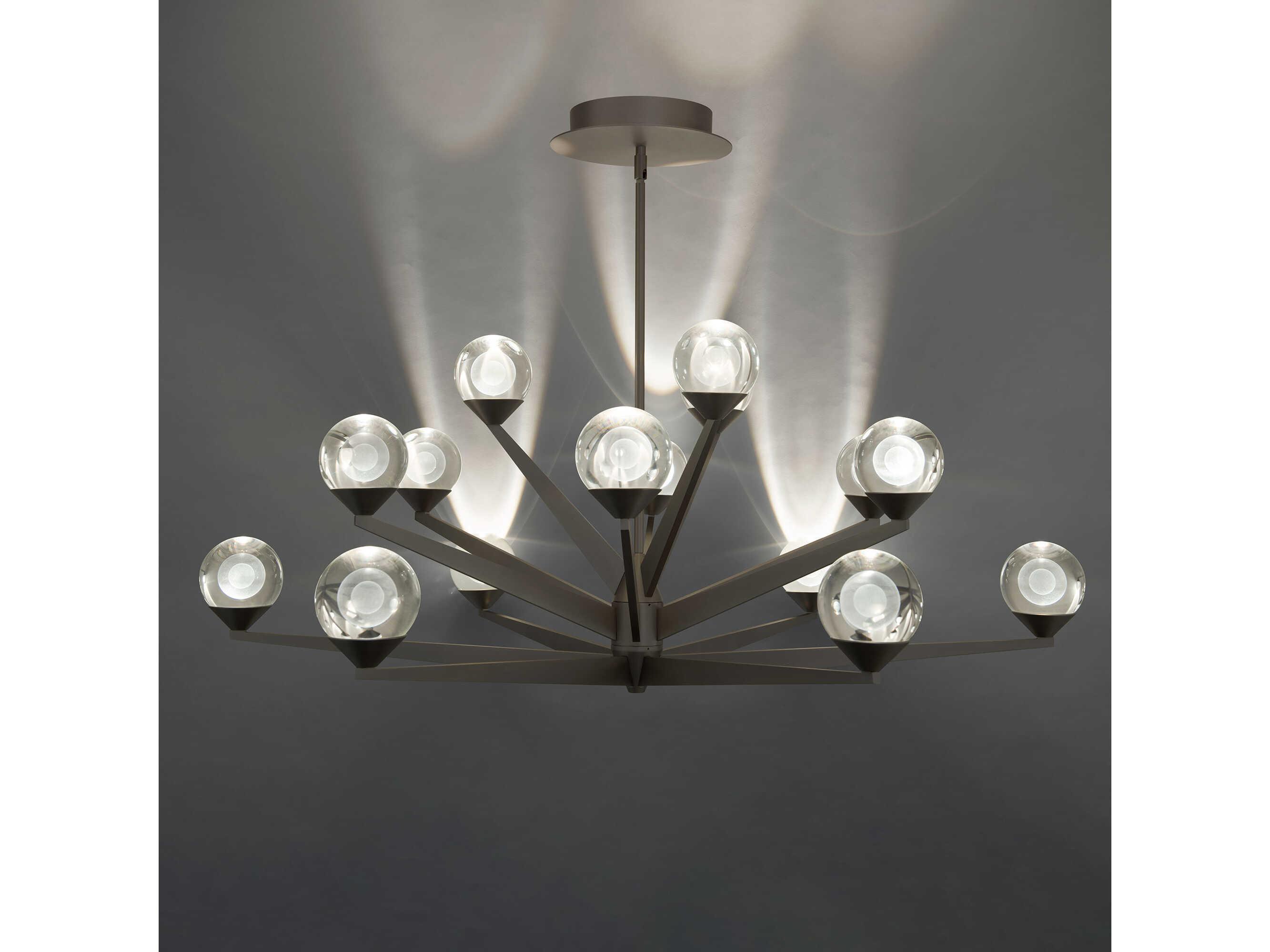 Modern Forms Double Bubble 15-Light Satin Nickel Glass LED Globe Tiered Chandelier
