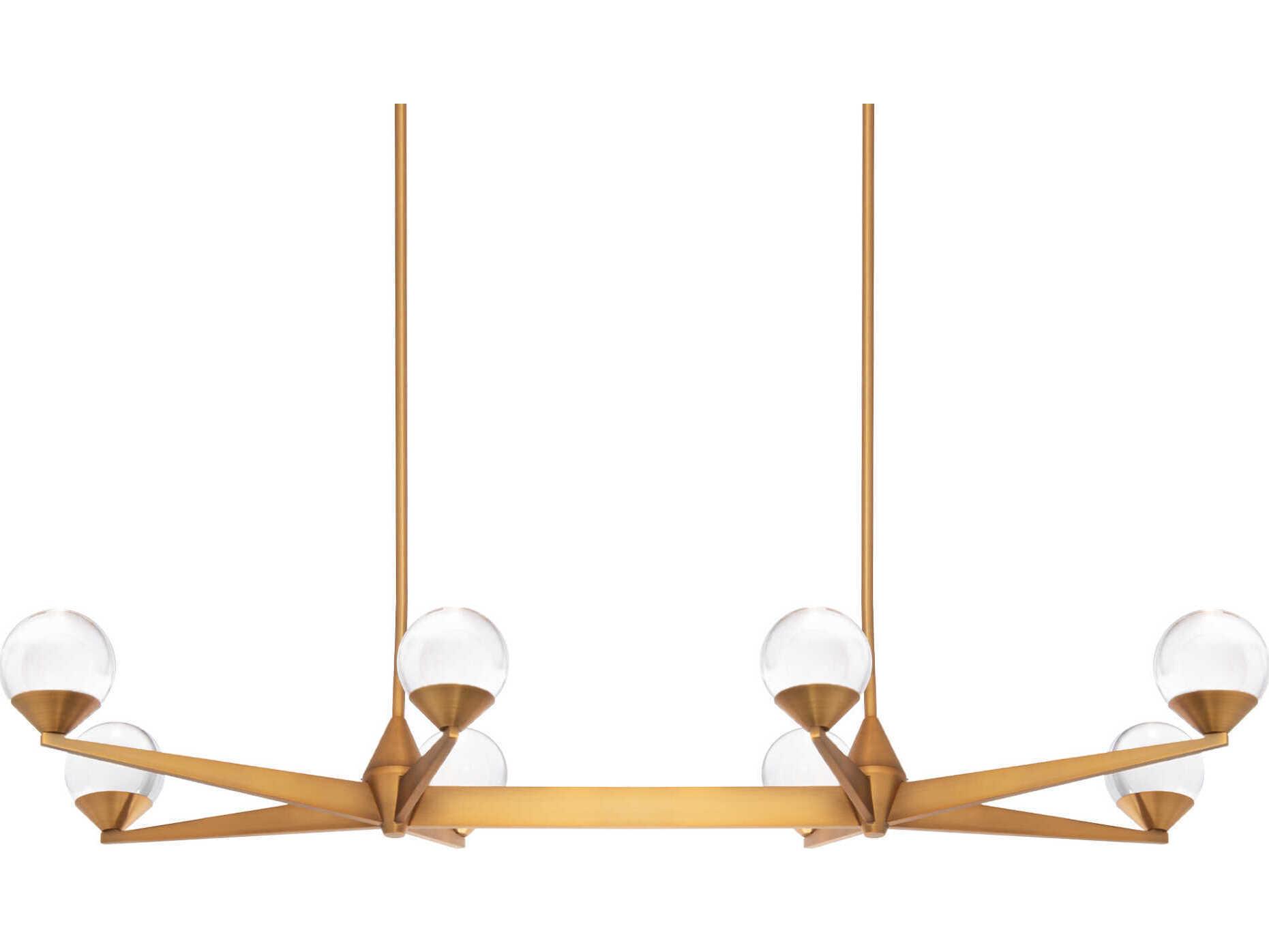 Modern Forms Double Bubble 8-Light Aged Brass Glass LED Globe Linear Island Pendant
