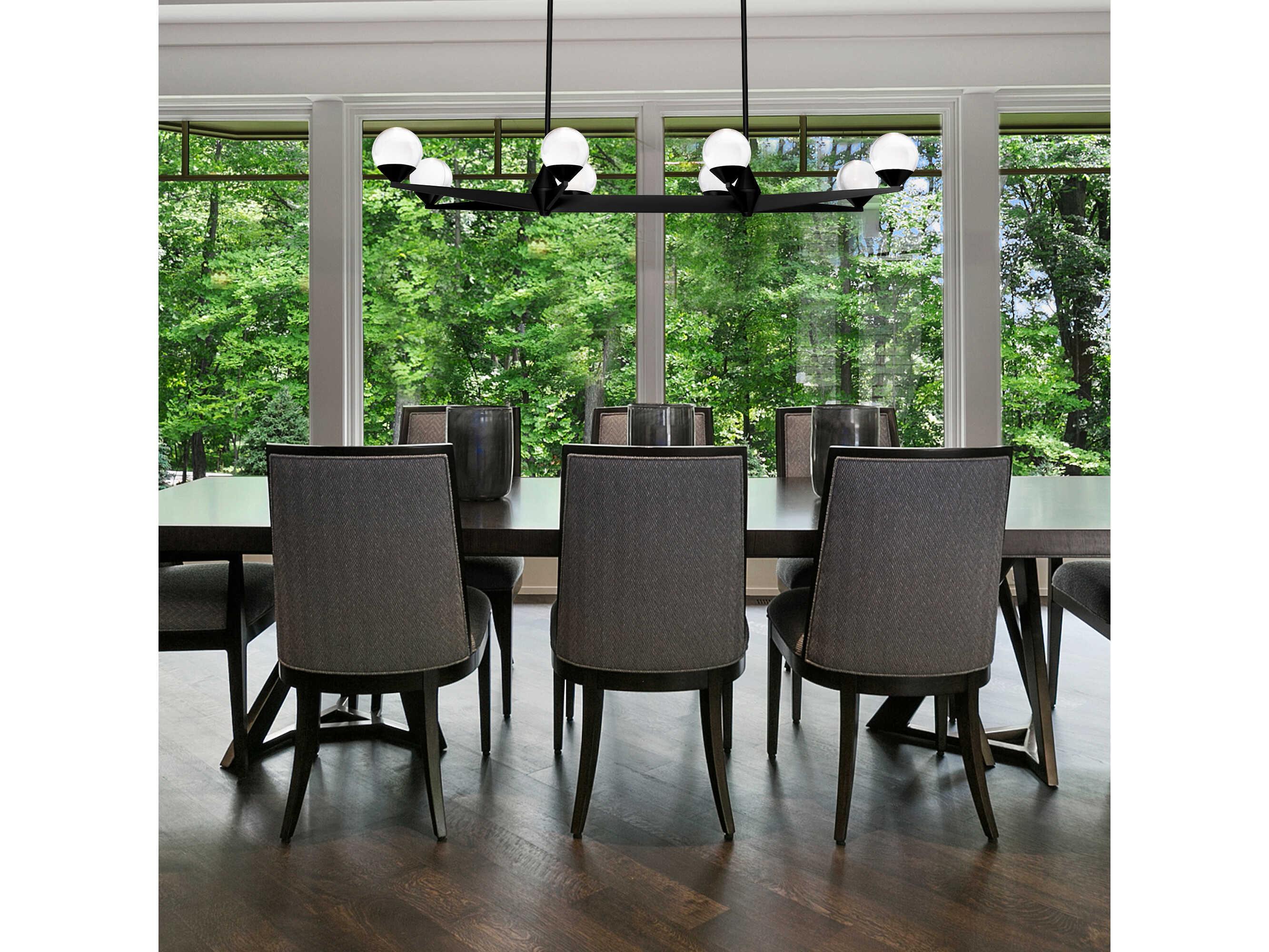 Modern Forms Double Bubble 8-Light Black Glass LED Globe Linear Island Pendant