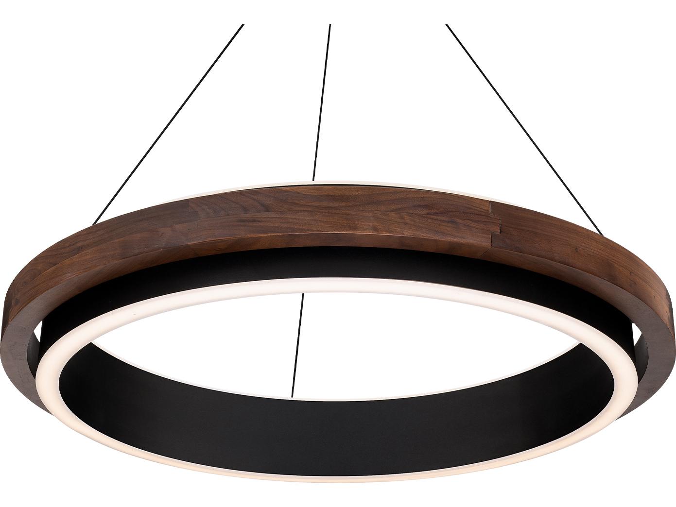 Modern Forms Delaney 1-Light Black Dark Walnut Brown Round Pendant