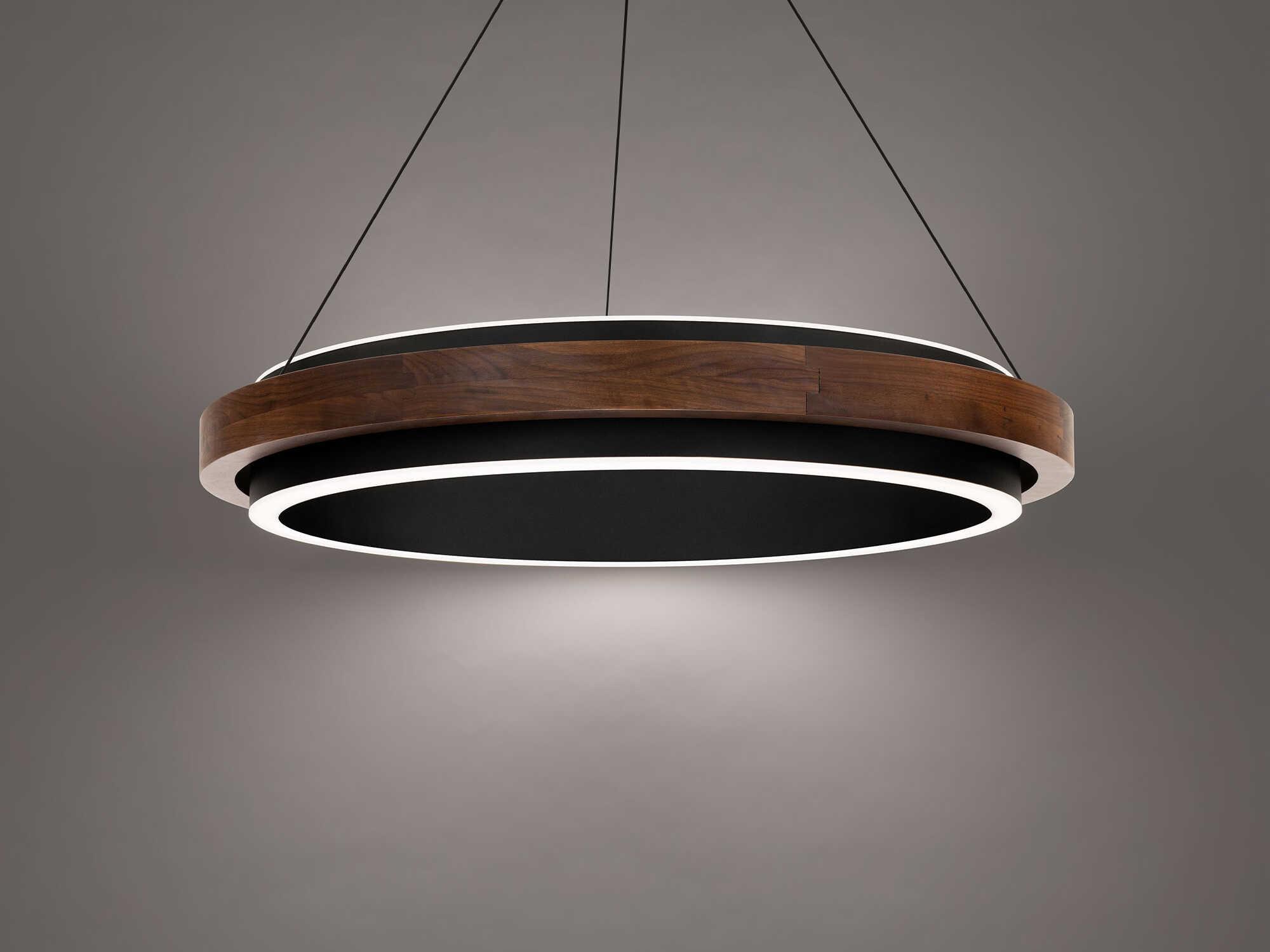 Modern Forms Delaney 1-Light Black Dark Walnut Brown Round Pendant