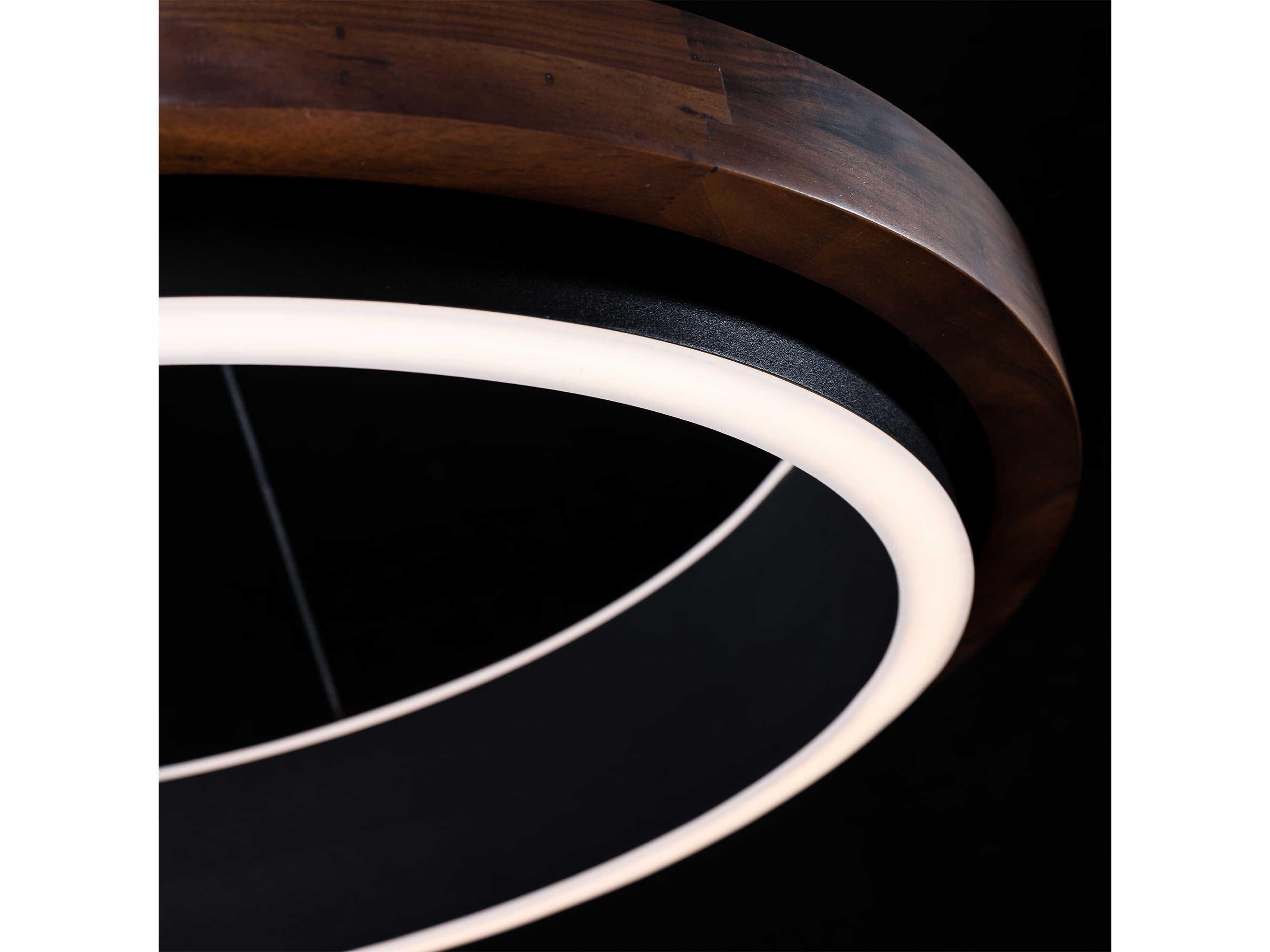 Modern Forms Delaney 1-Light Black Dark Walnut Brown Round Pendant