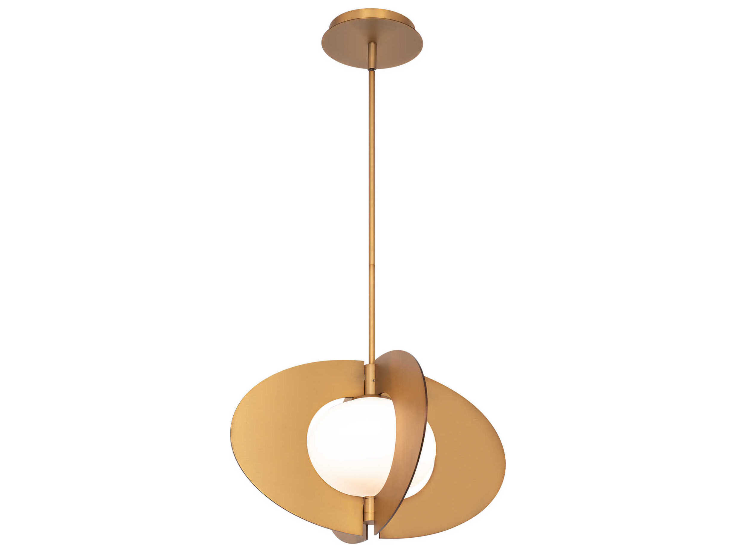 Modern Forms Echelon 1-Light Aged Brass Glass LED Geometric Pendant