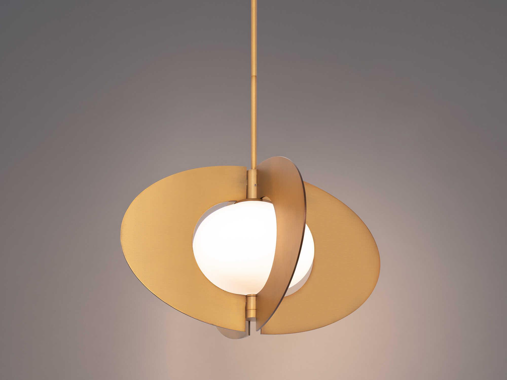 Modern Forms Echelon 1-Light Aged Brass Glass LED Geometric Pendant